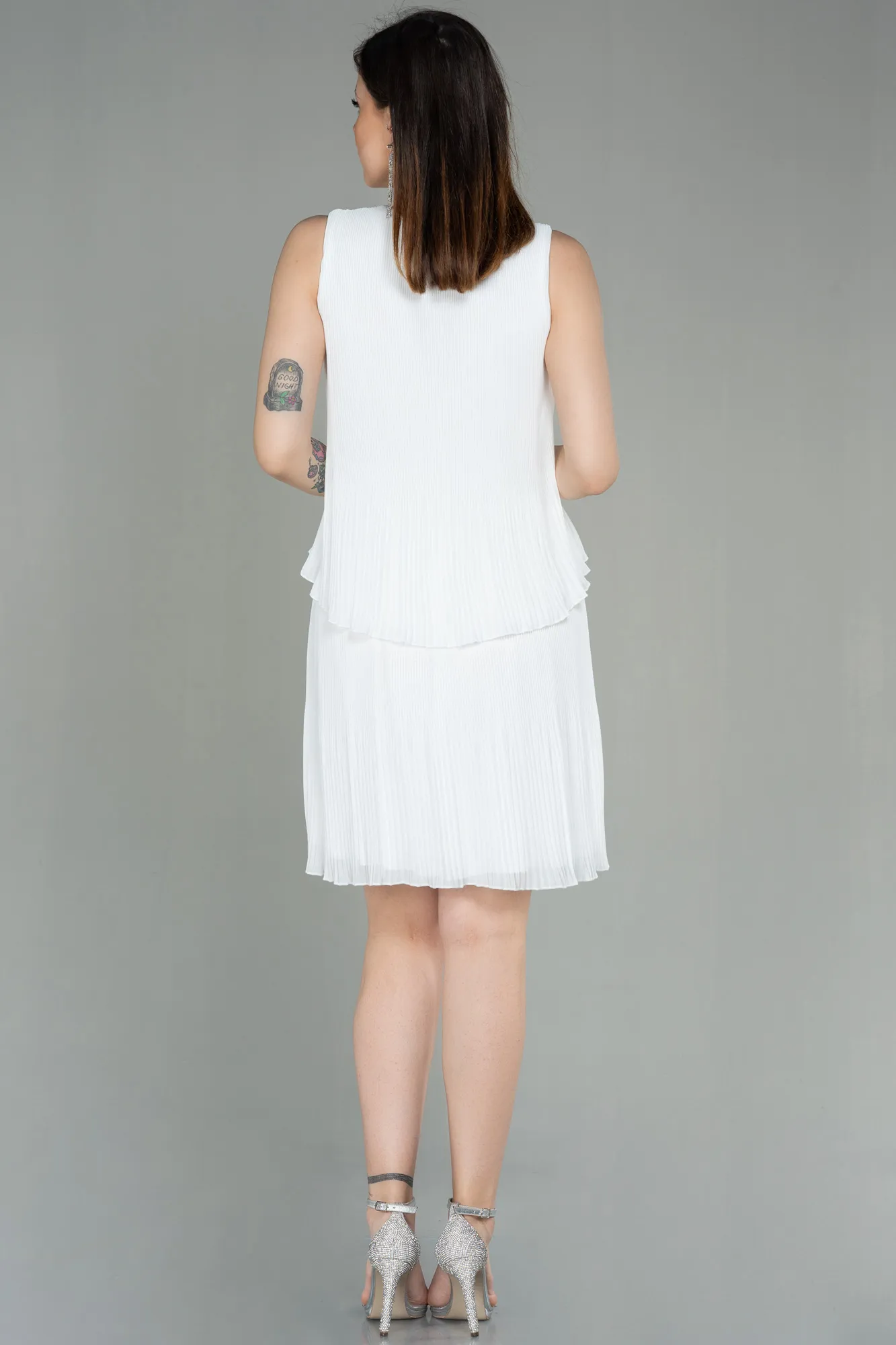 Ecru-Short Invitation Dress ABK782