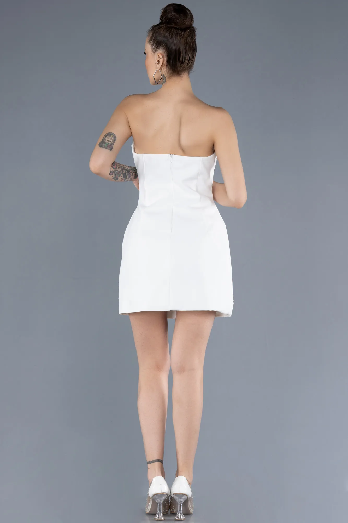 Ecru-Short Party Dress ABK2232