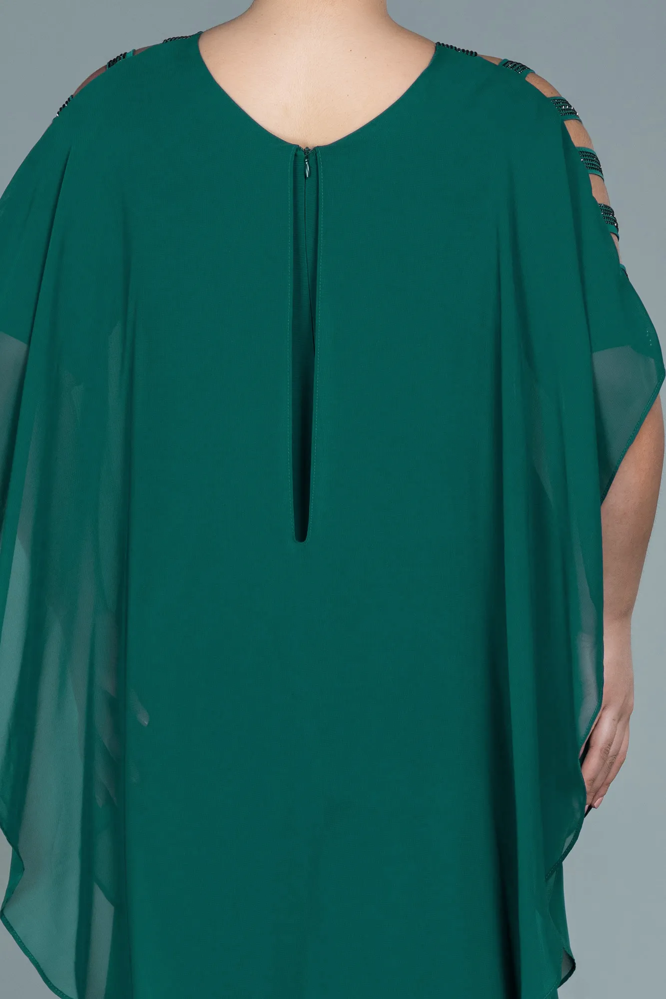 Emerald Green-Chiffon Plus Size Evening Dress ABT080
