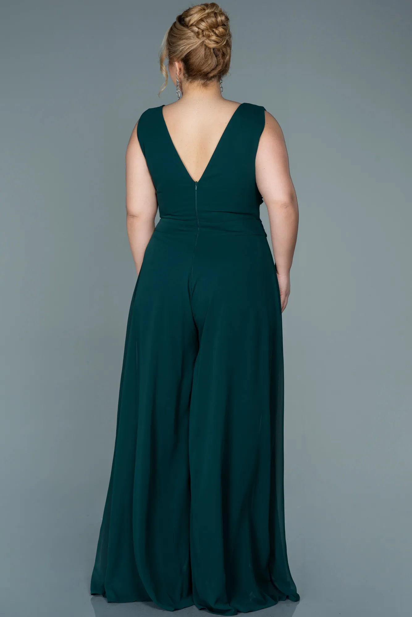 Emerald Green-Chiffon Plus Size Evening Dress ABT082