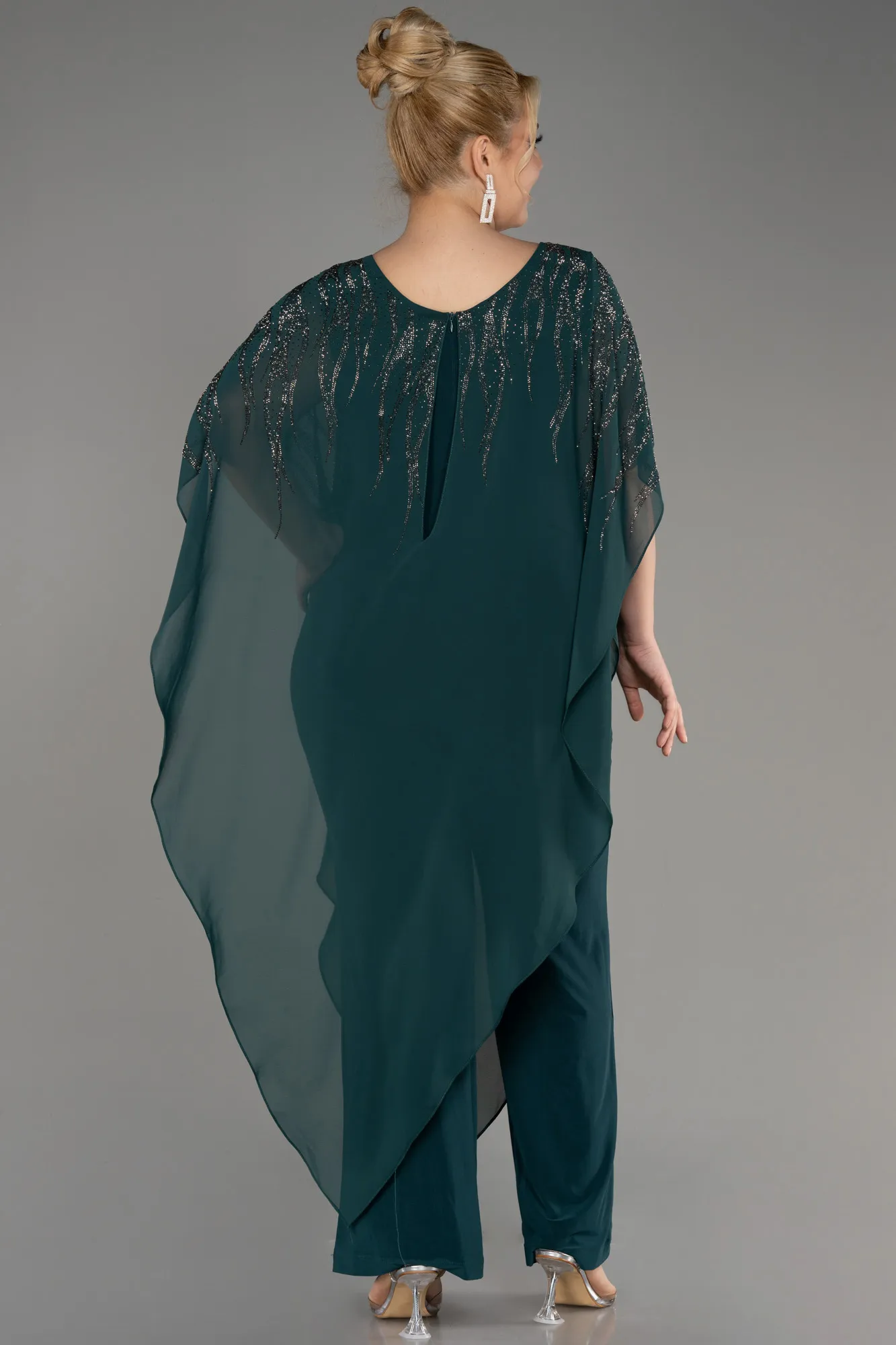 Emerald Green-Chiffon Plus Size Evening Dress ABT111