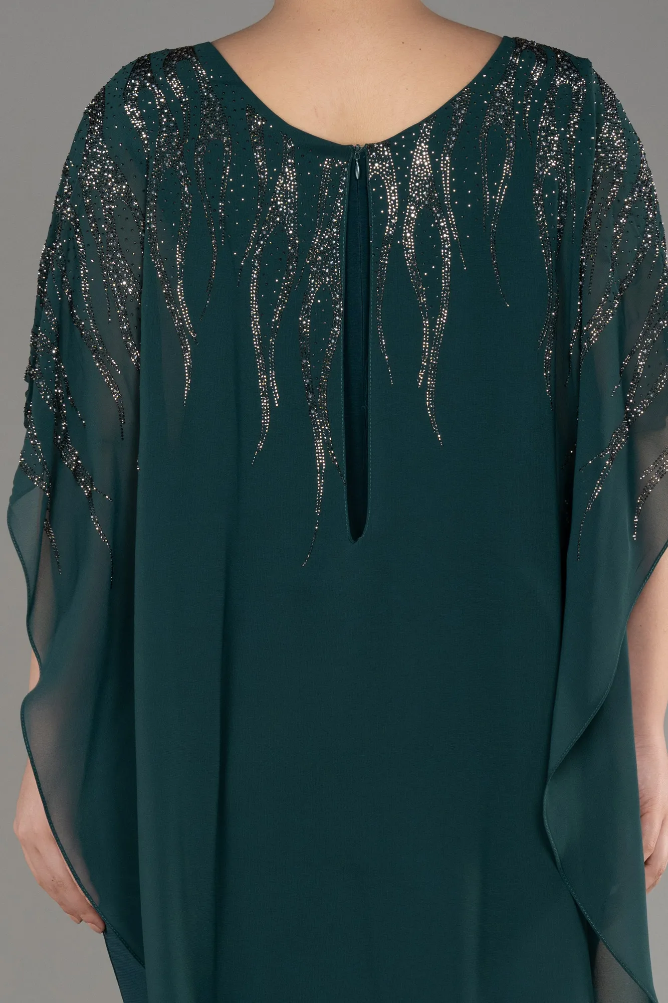 Emerald Green-Chiffon Plus Size Evening Dress ABT111