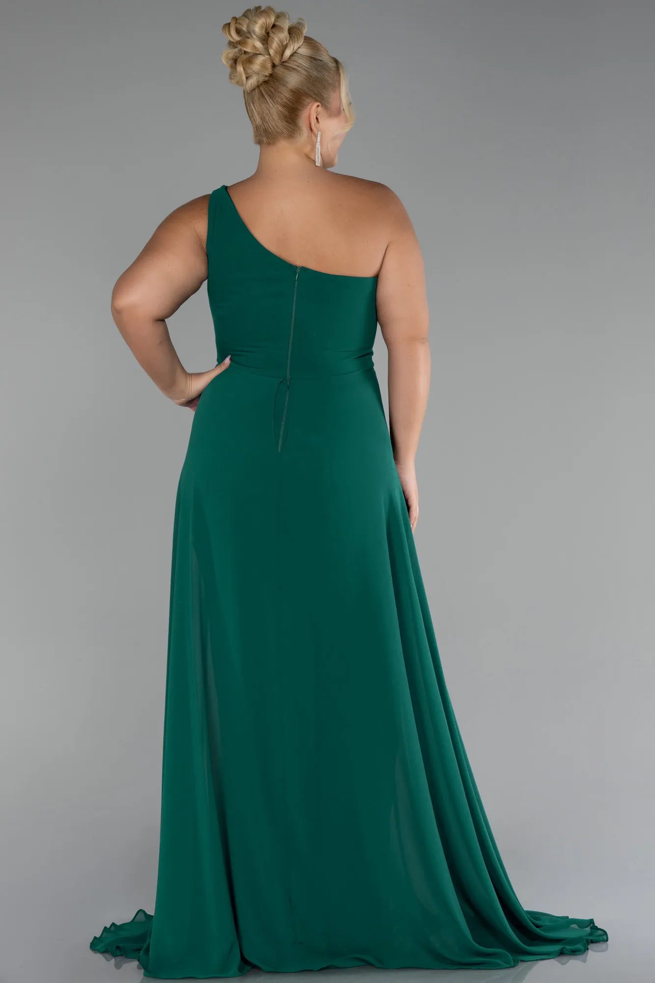 Emerald Green-Chiffon Plus Size Evening Dress Jumpsuit ABT119