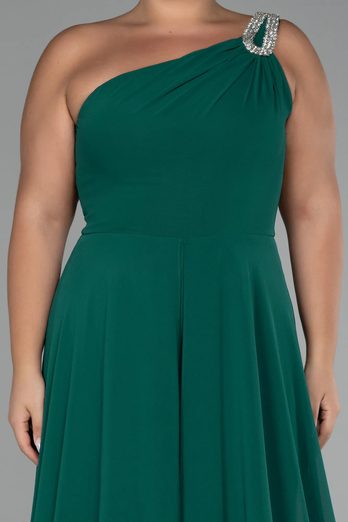 Emerald Green-Chiffon Plus Size Evening Dress Jumpsuit ABT119