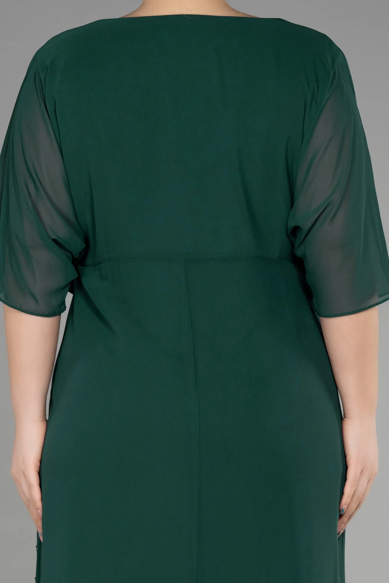 Emerald Green-Long Chiffon Designer Plus Size Gowns ABU3651