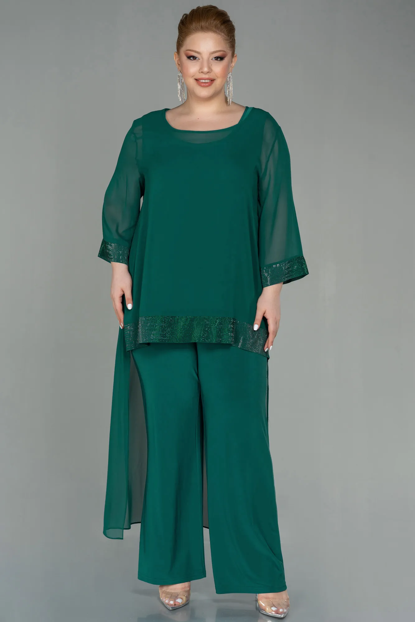 Emerald Green-Long Chiffon Evening Dress ABT083