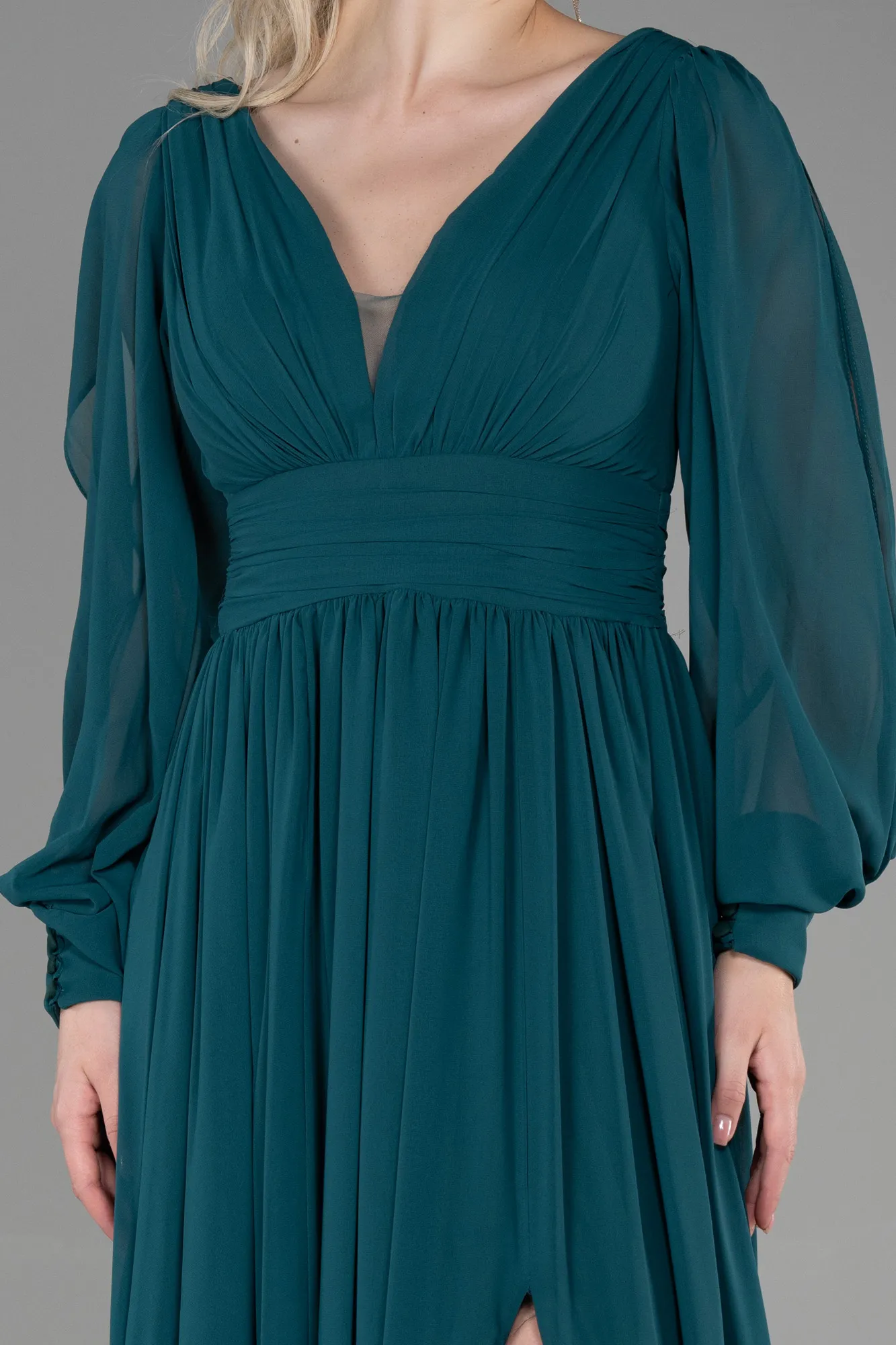 Emerald Green-Long Chiffon Evening Dress ABU1702