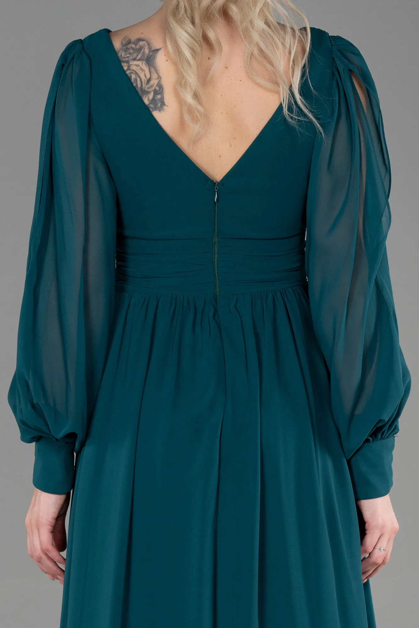 Emerald Green-Long Chiffon Evening Dress ABU1702