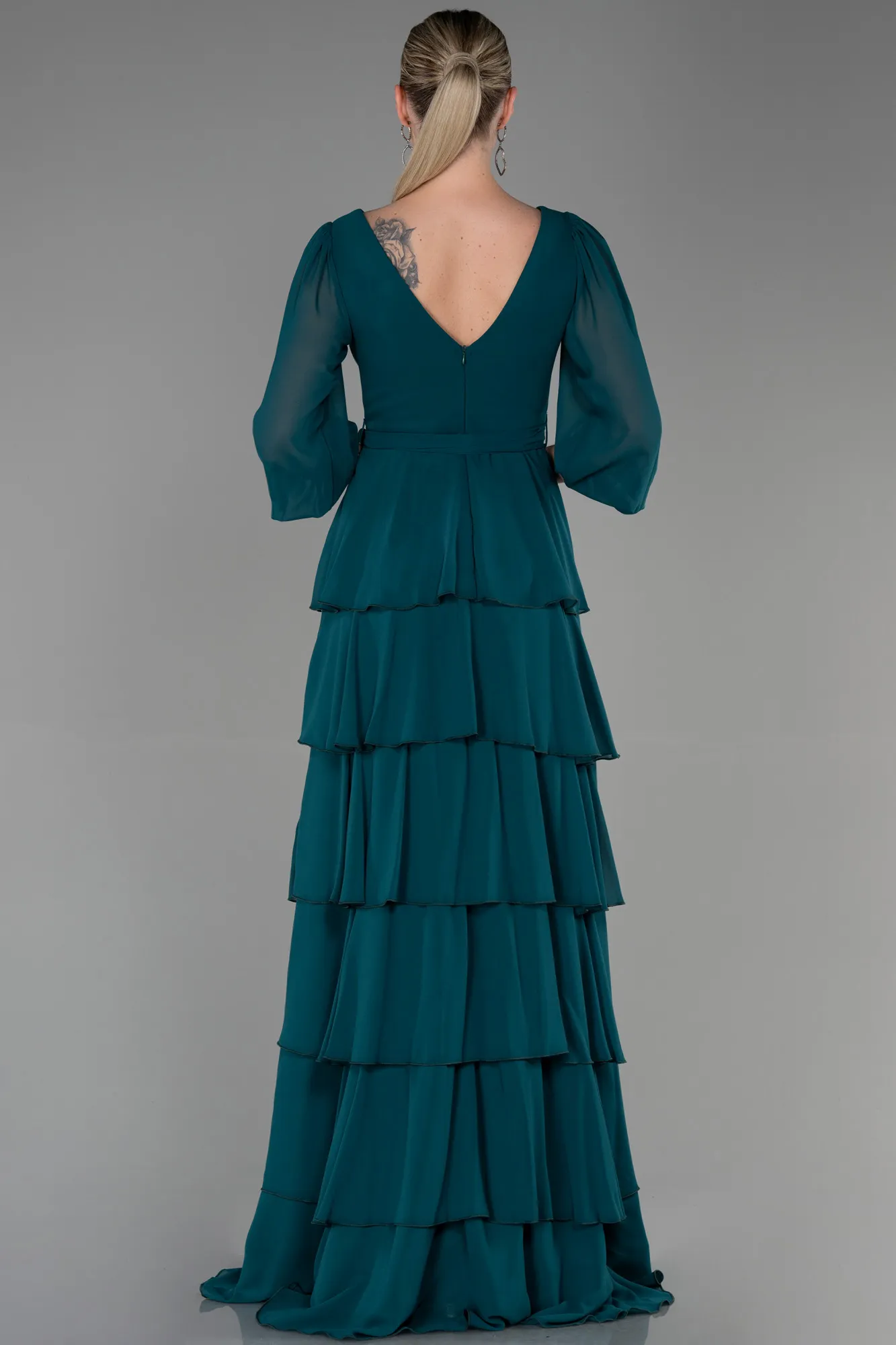 Emerald Green-Long Chiffon Evening Dress ABU2322