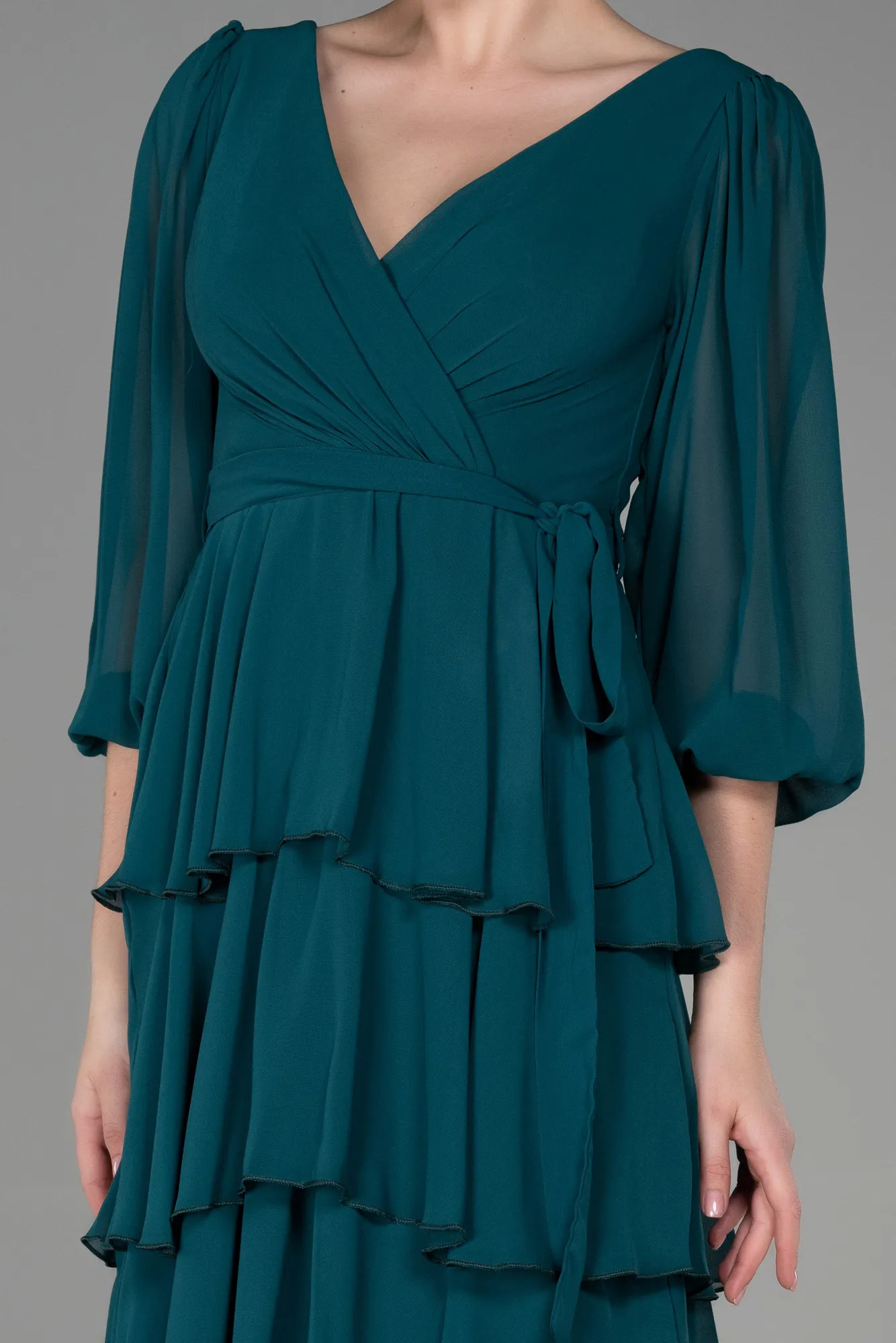 Emerald Green-Long Chiffon Evening Dress ABU2322