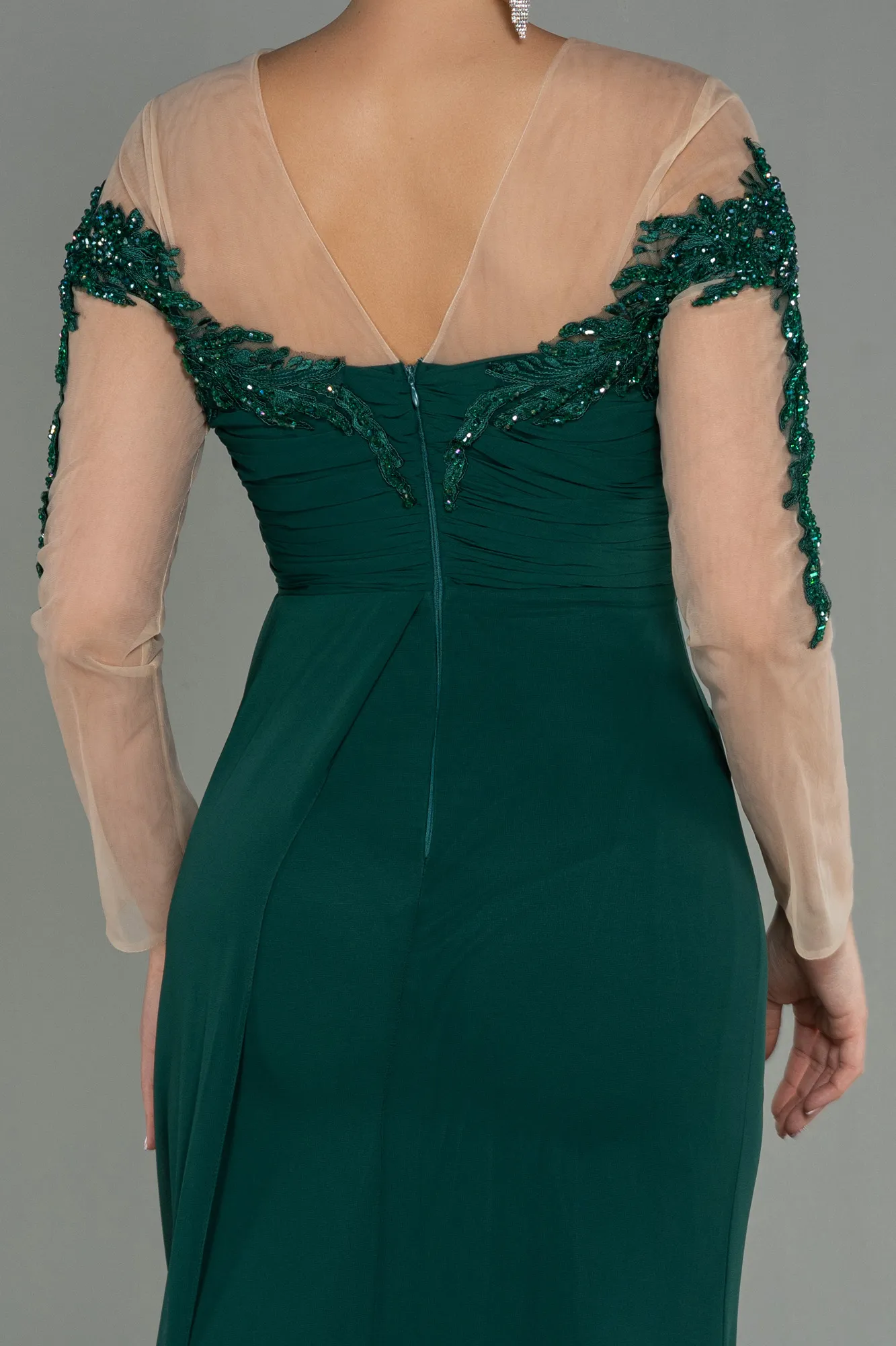 Emerald Green-Long Chiffon Evening Dress ABU3012