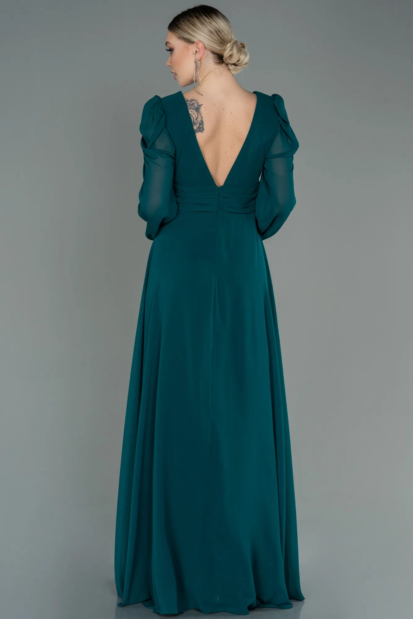 Emerald Green-Long Chiffon Evening Dress ABU3085