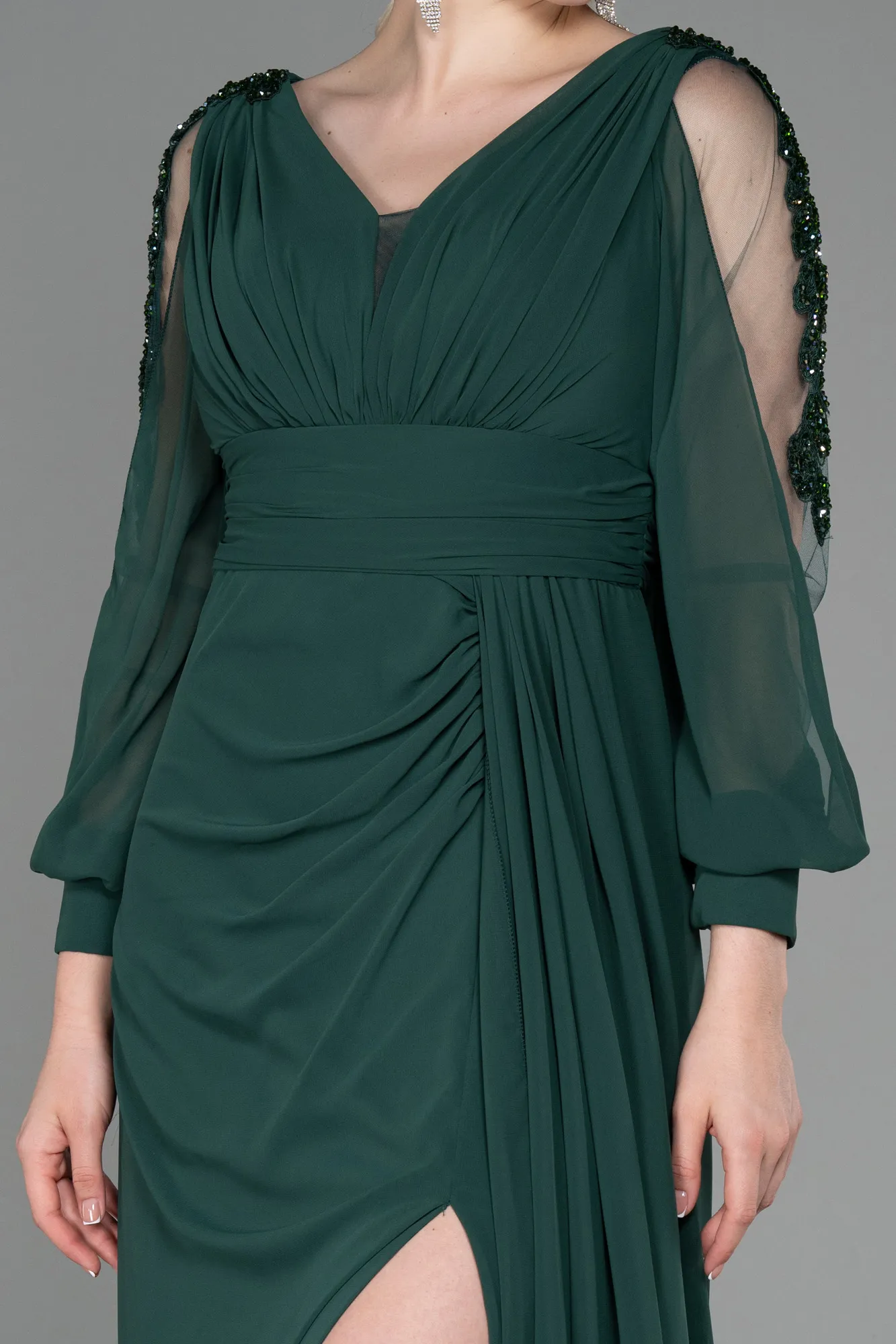 Emerald Green-Long Chiffon Evening Dress ABU3220