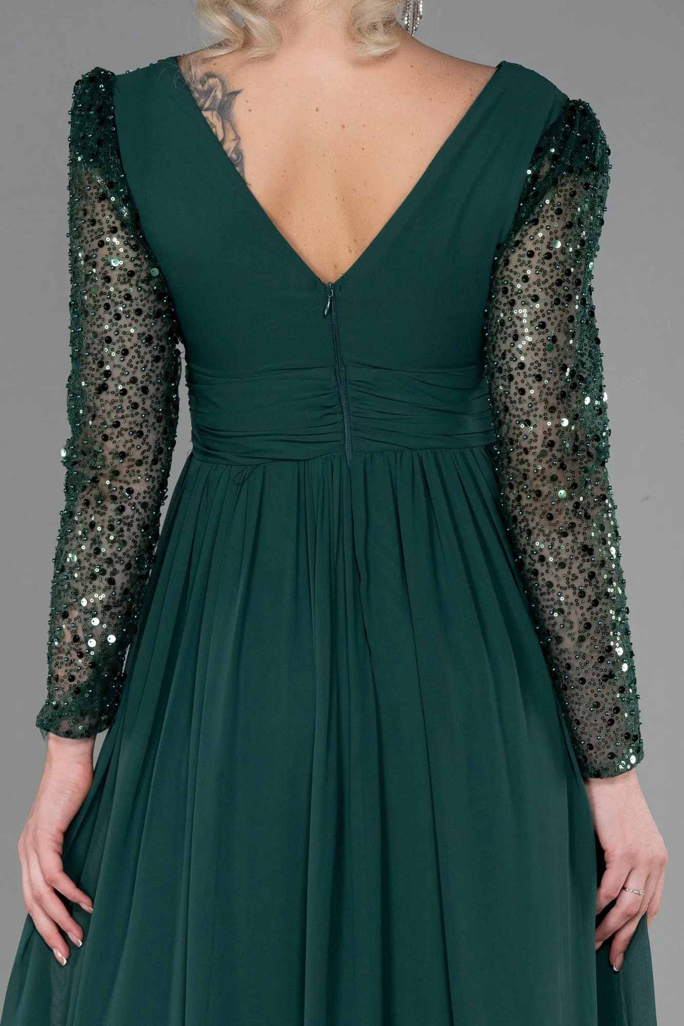 Emerald Green-Long Chiffon Evening Dress ABU3262