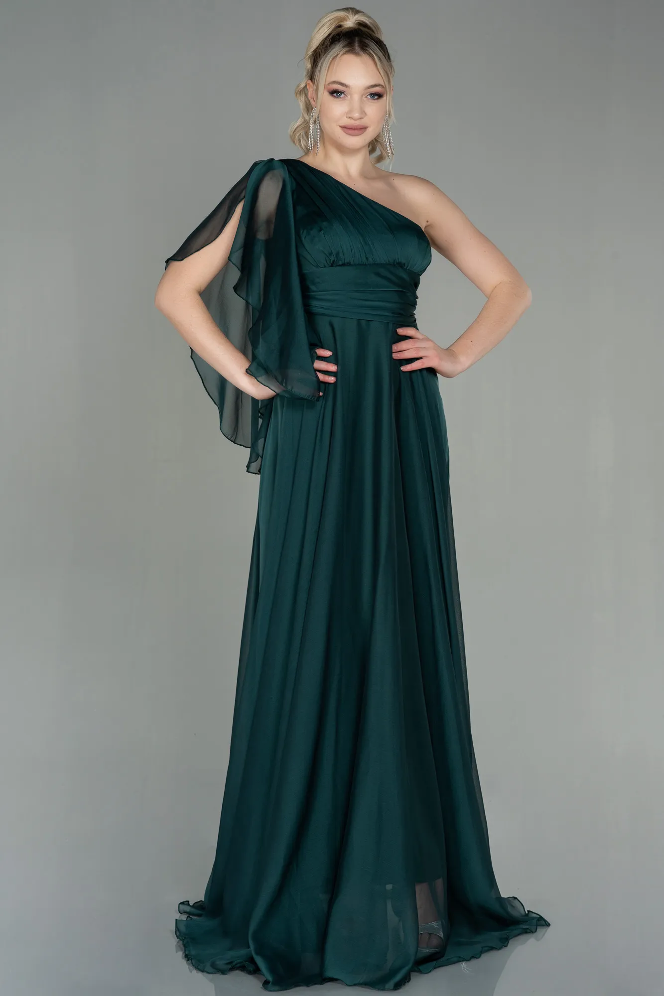 Emerald Green-Long Chiffon Evening Dress ABU3449