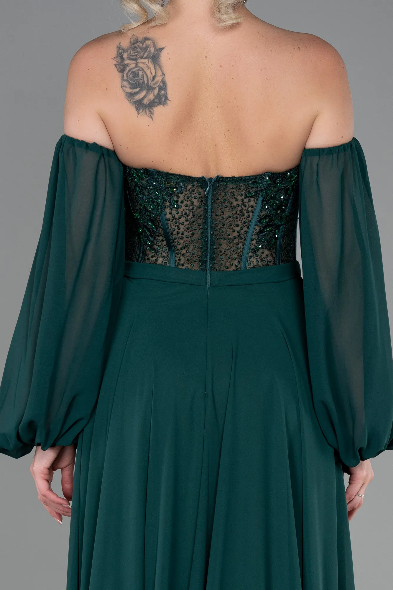 Emerald Green-Long Chiffon Evening Dress ABU3450