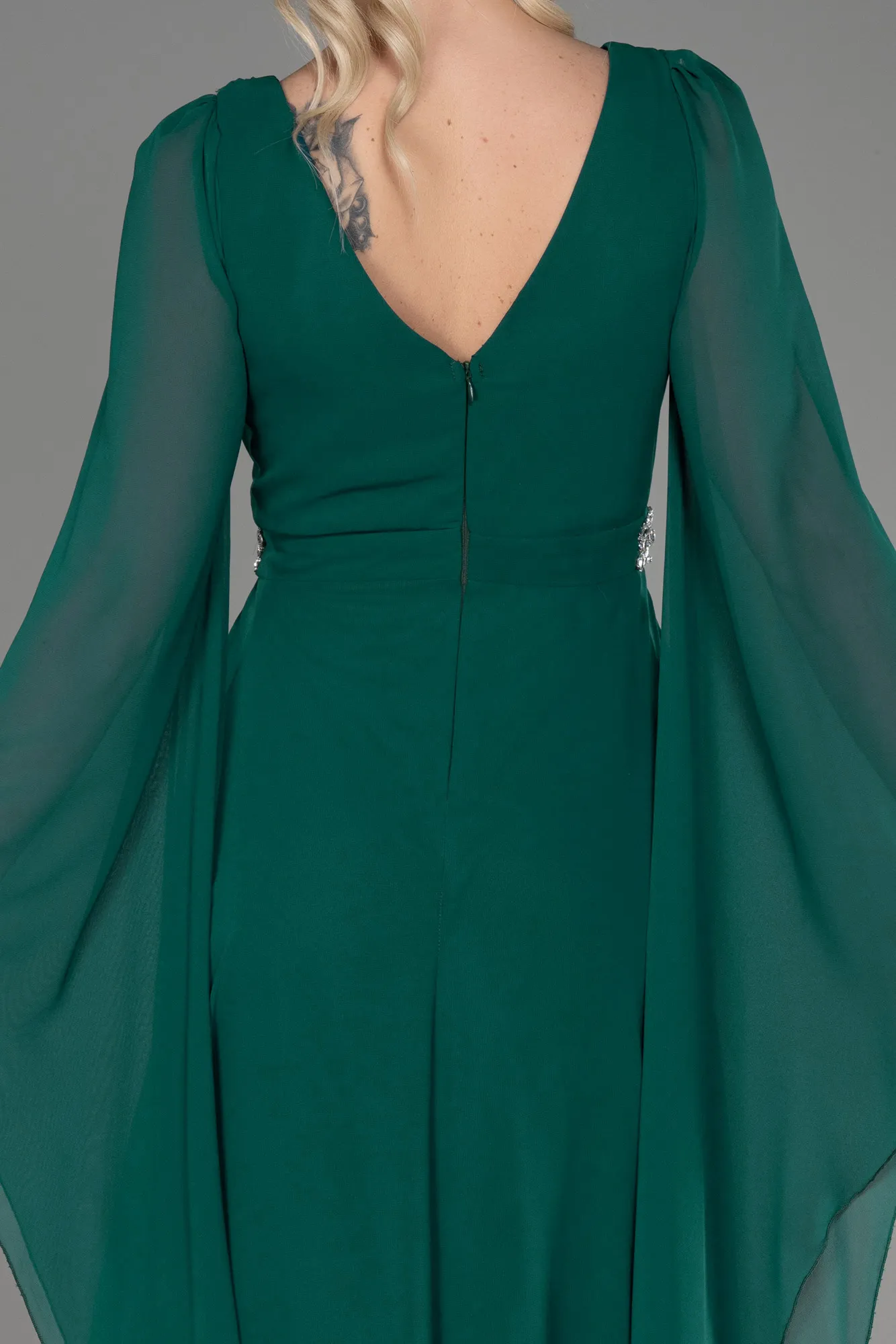 Emerald Green-Long Chiffon Evening Dress ABU3541