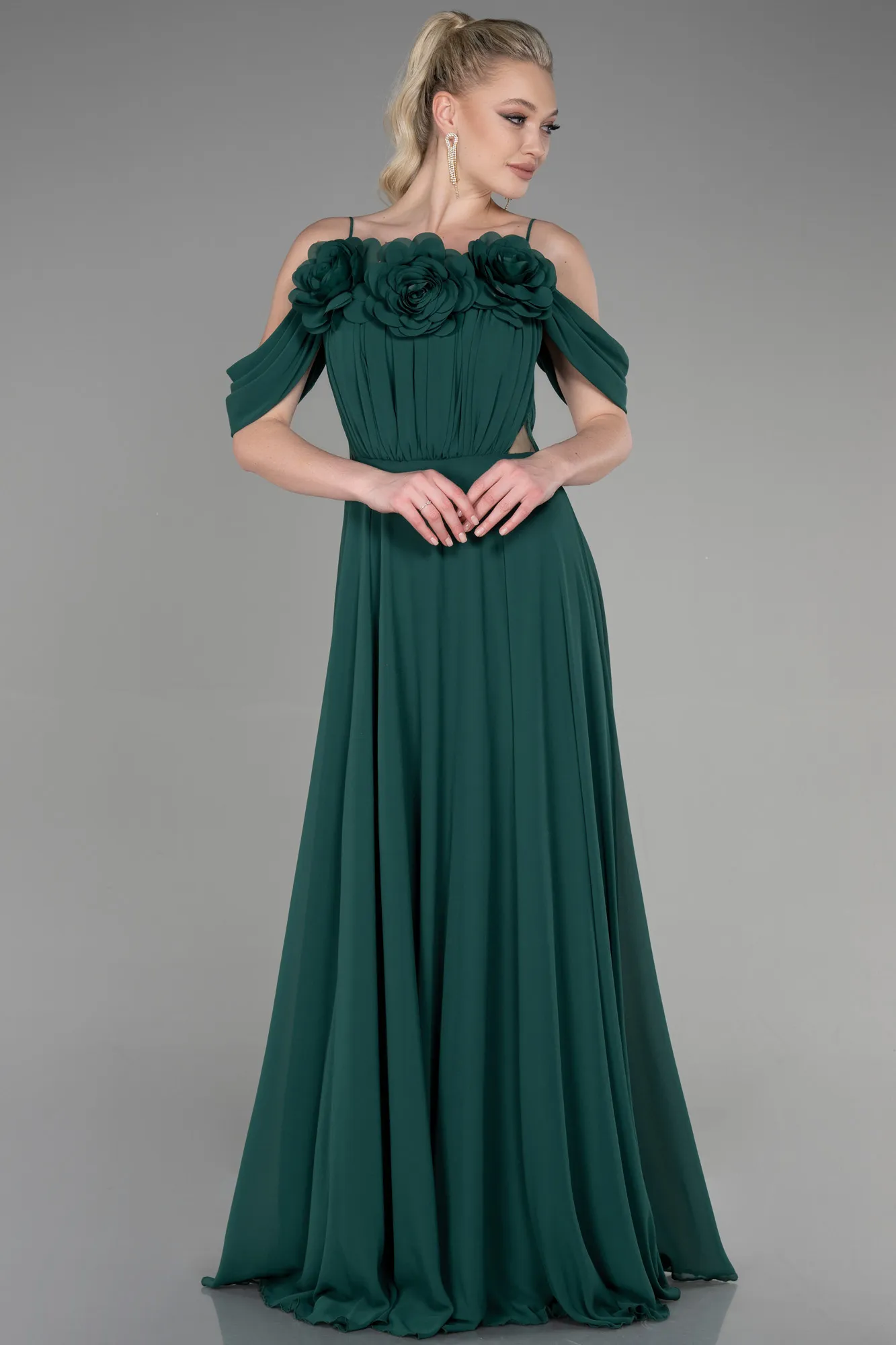 Emerald Green-Long Chiffon Evening Dress ABU3626