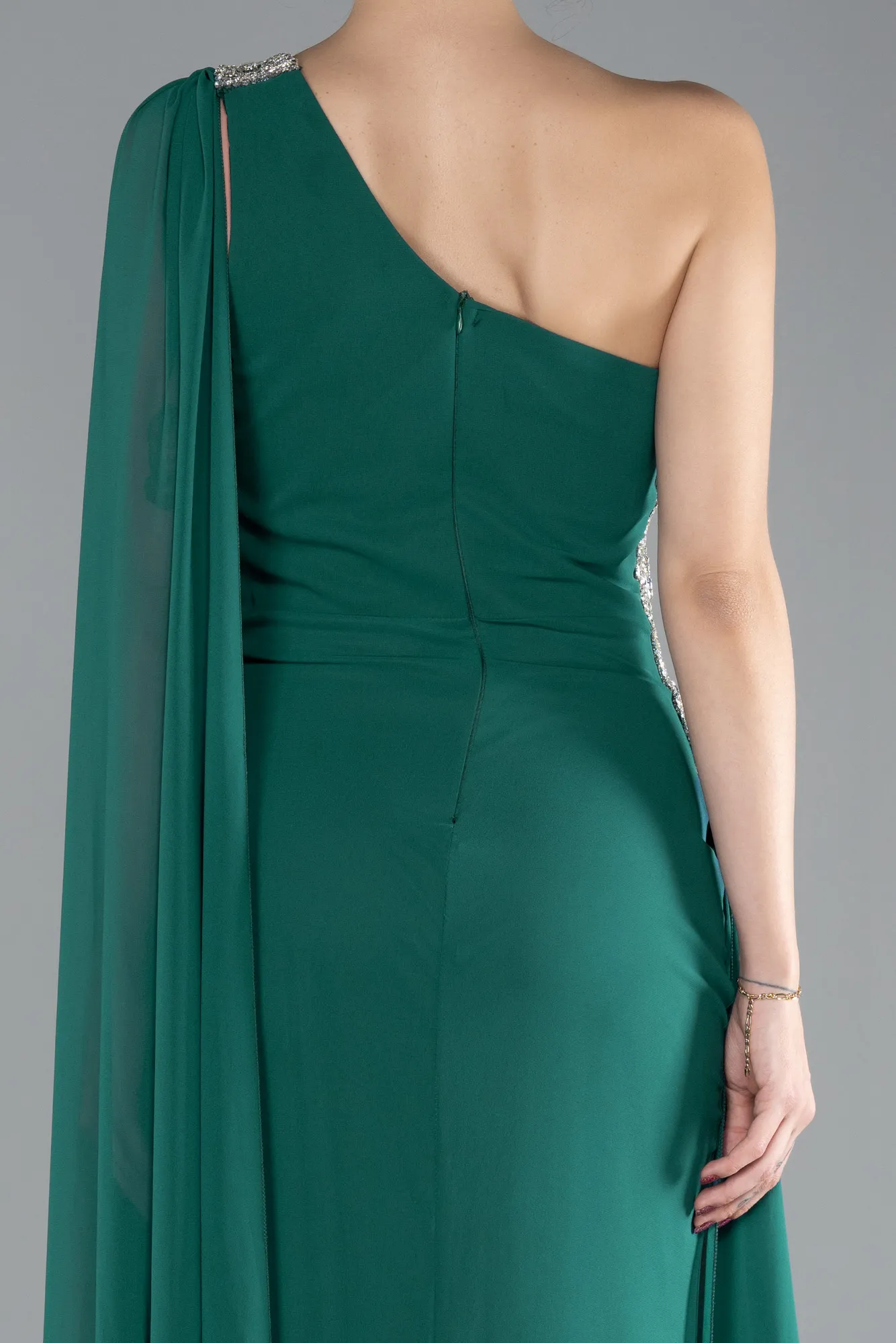 Emerald Green-Long Chiffon Evening Dress ABU4406