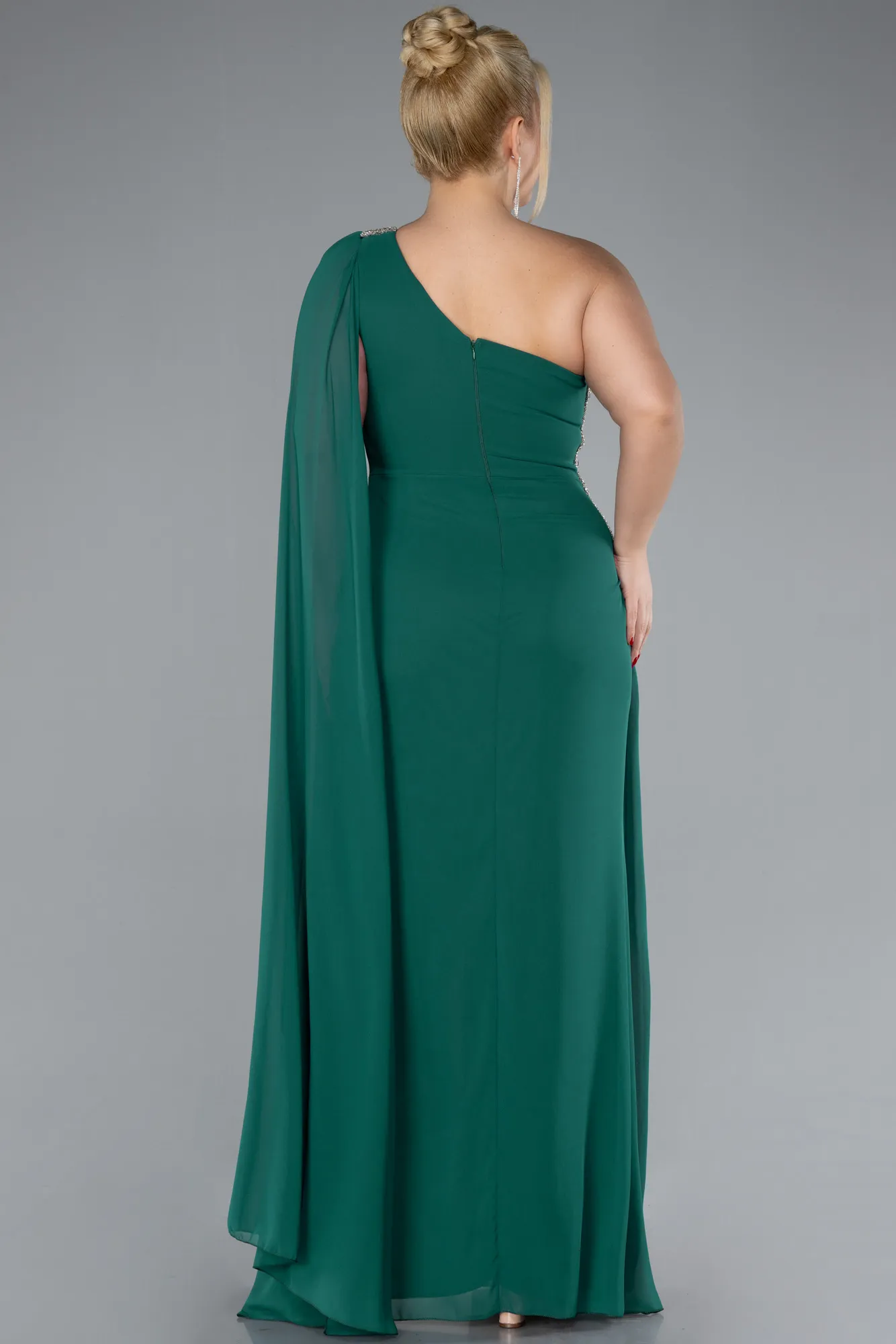 Emerald Green-Long Chiffon Formal Plus Size Dress ABU4407