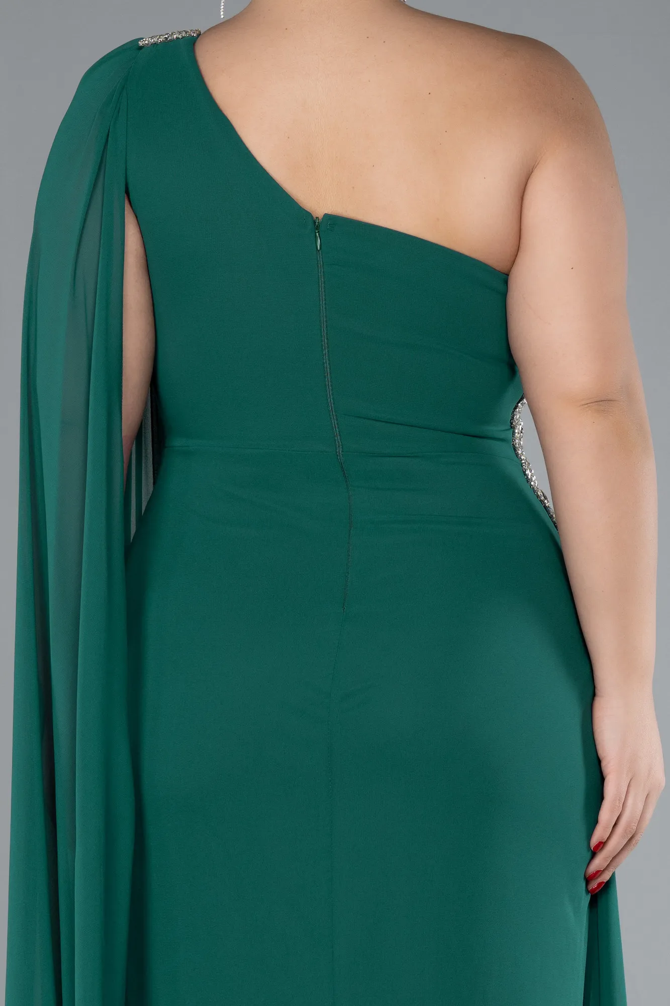 Emerald Green-Long Chiffon Formal Plus Size Dress ABU4407