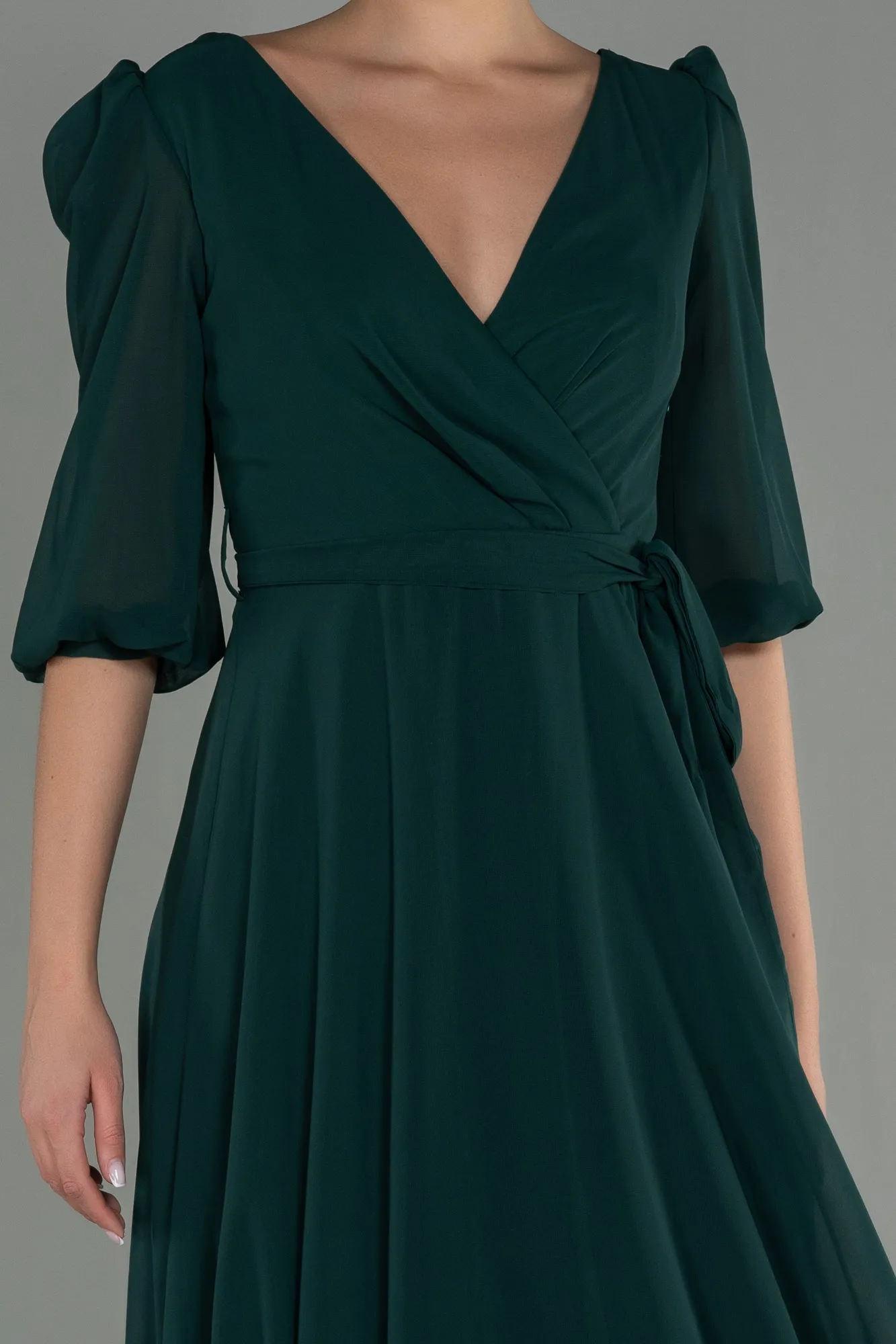Emerald Green-Long Chiffon Invitation Dress ABU1729