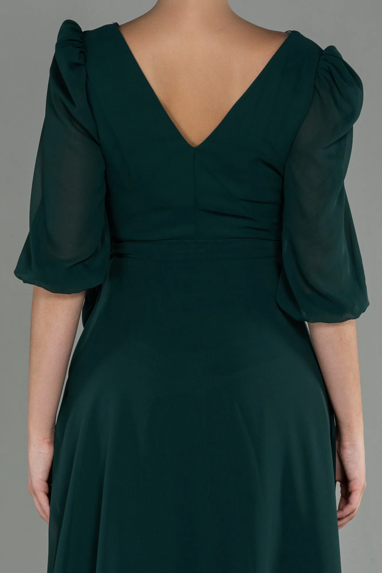 Emerald Green-Long Chiffon Invitation Dress ABU1729
