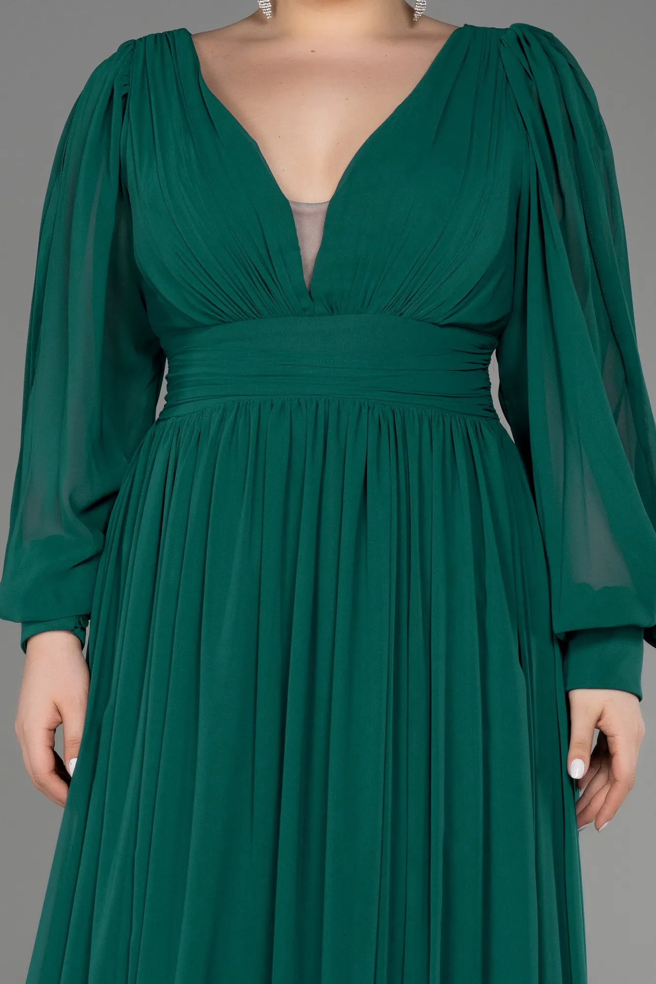 Emerald Green-Long Chiffon Oversized Evening Dress ABU1988