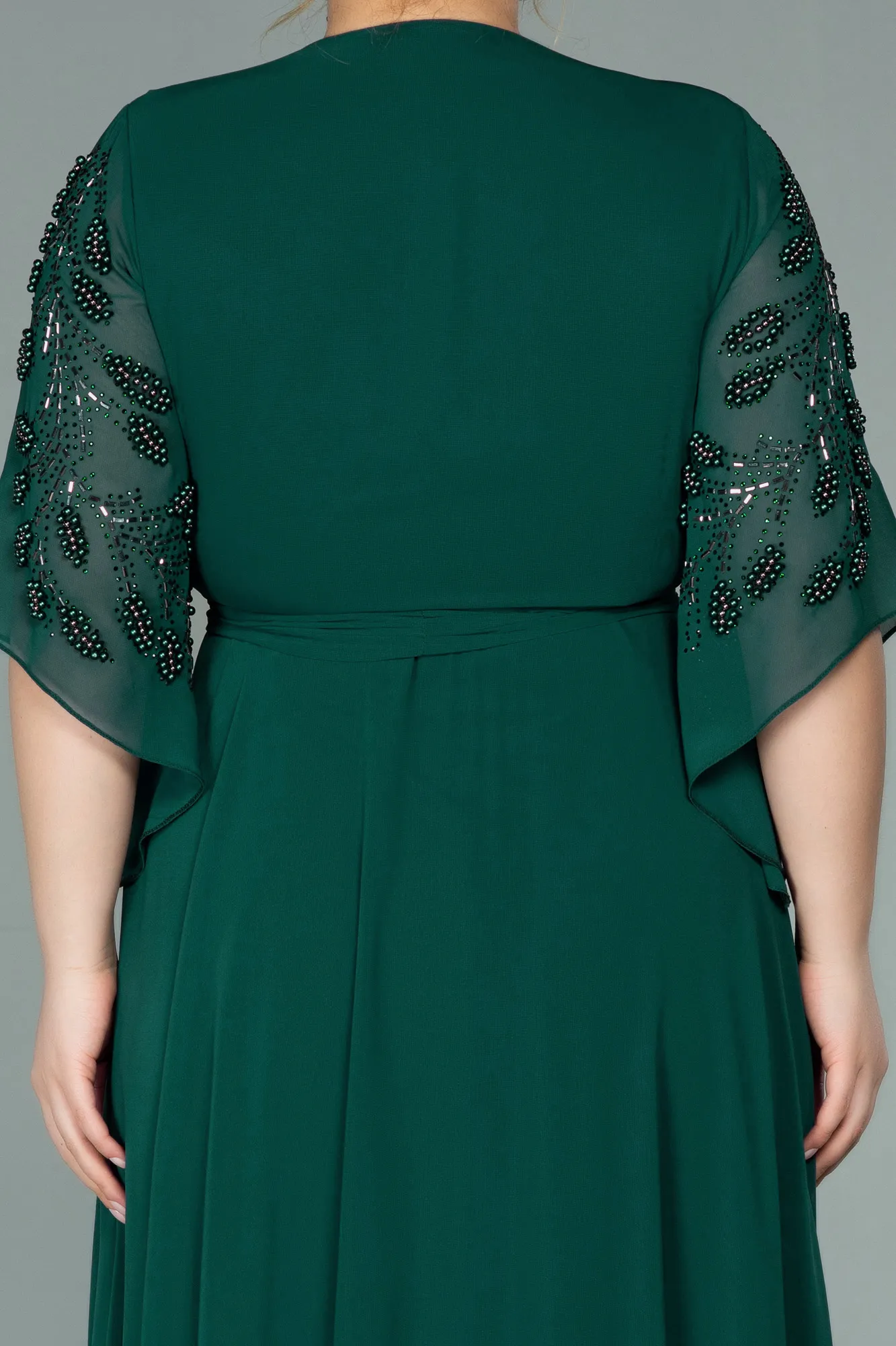 Emerald Green-Long Chiffon Plus Size Evening Dress ABU2071