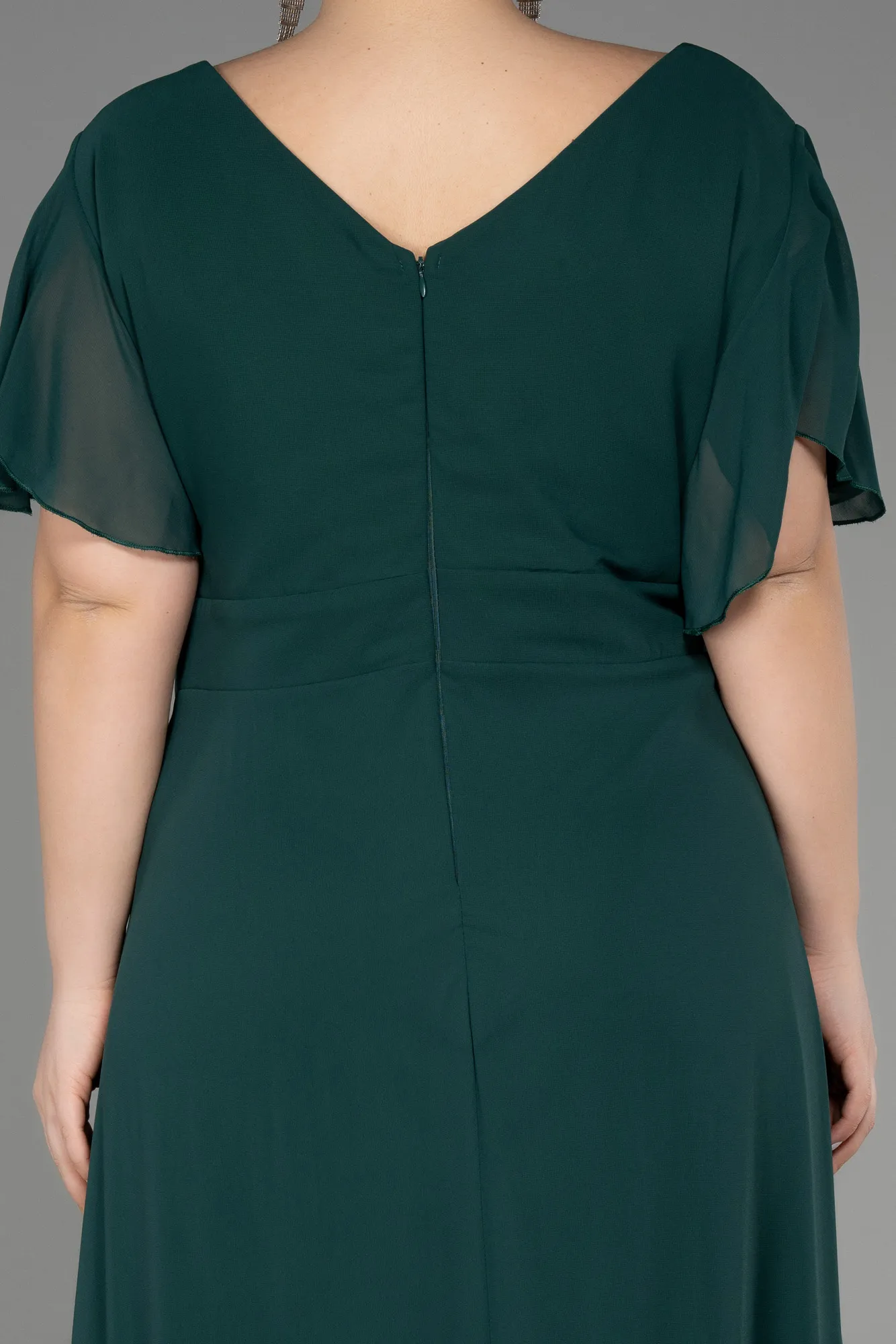 Emerald Green-Long Chiffon Plus Size Evening Dress ABU2308