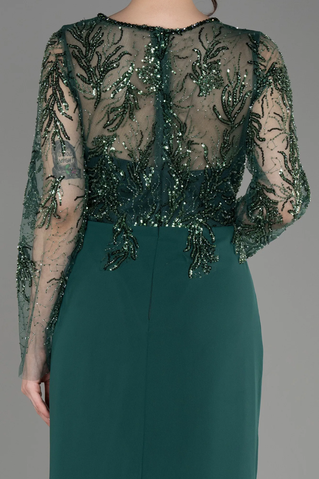 Emerald Green-Long Chiffon Plus Size Evening Dress ABU2572