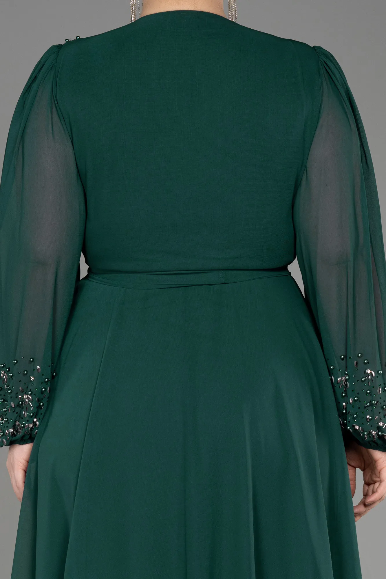 Emerald Green-Long Chiffon Plus Size Evening Dress ABU3075