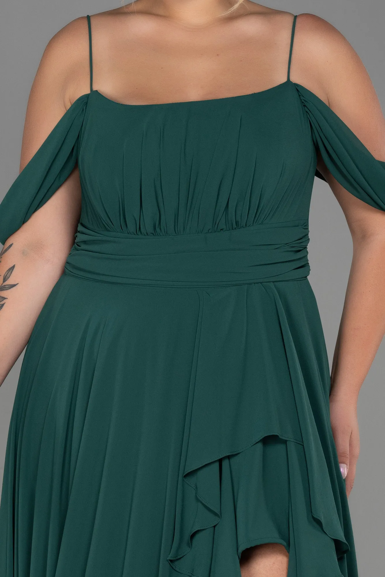 Emerald Green-Long Chiffon Plus Size Evening Dress ABU3168