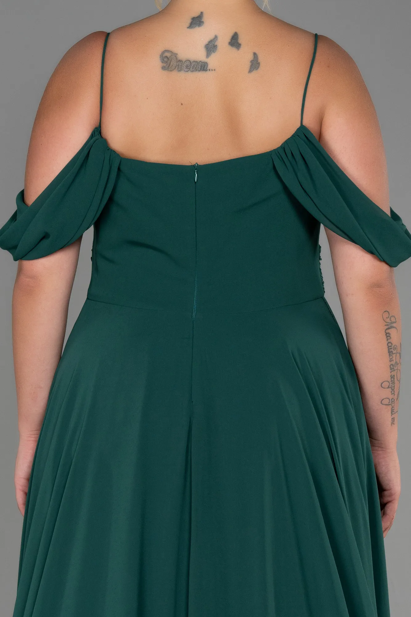 Emerald Green-Long Chiffon Plus Size Evening Dress ABU3168