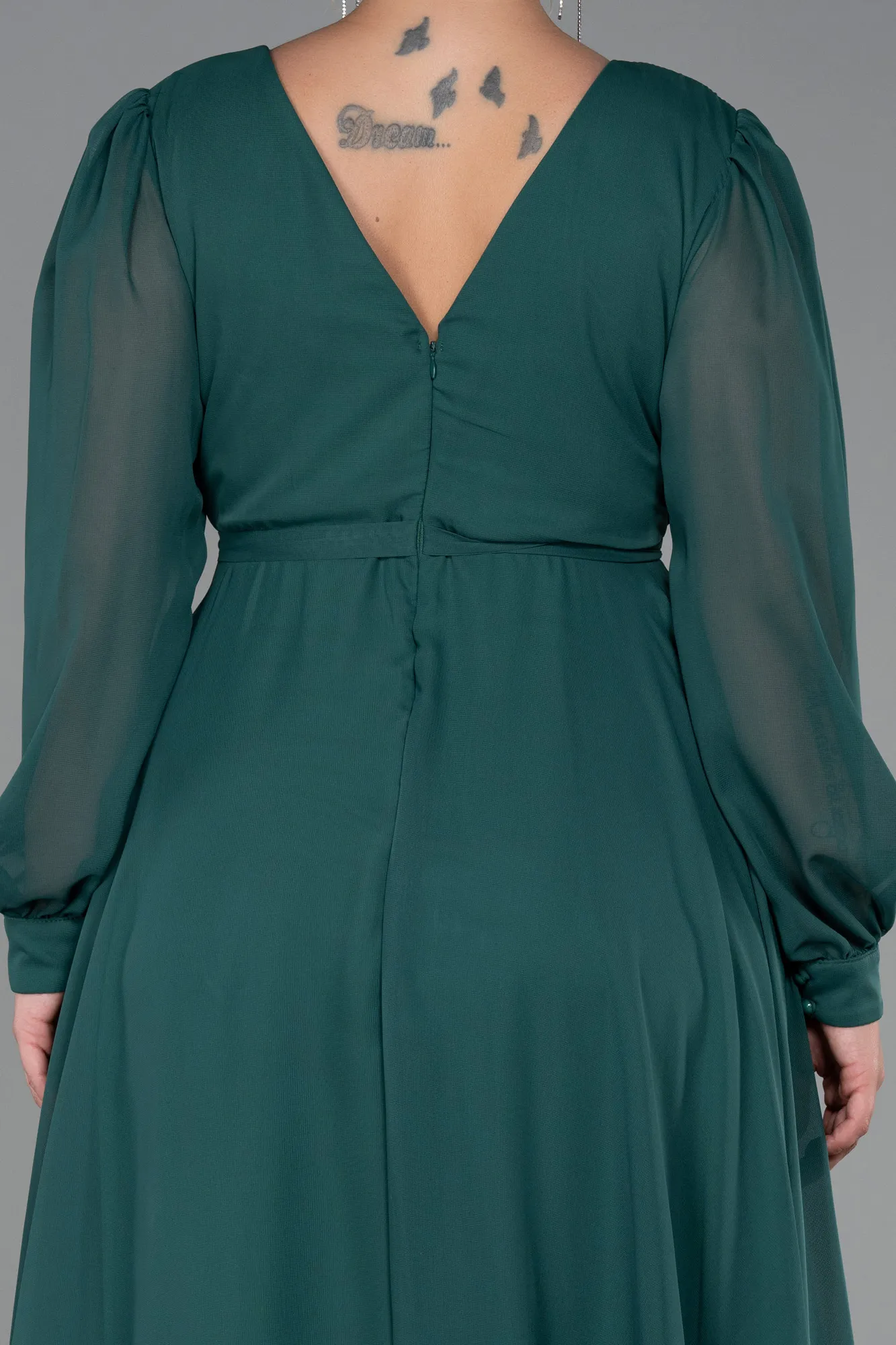 Emerald Green-Long Chiffon Plus Size Evening Dress ABU3254