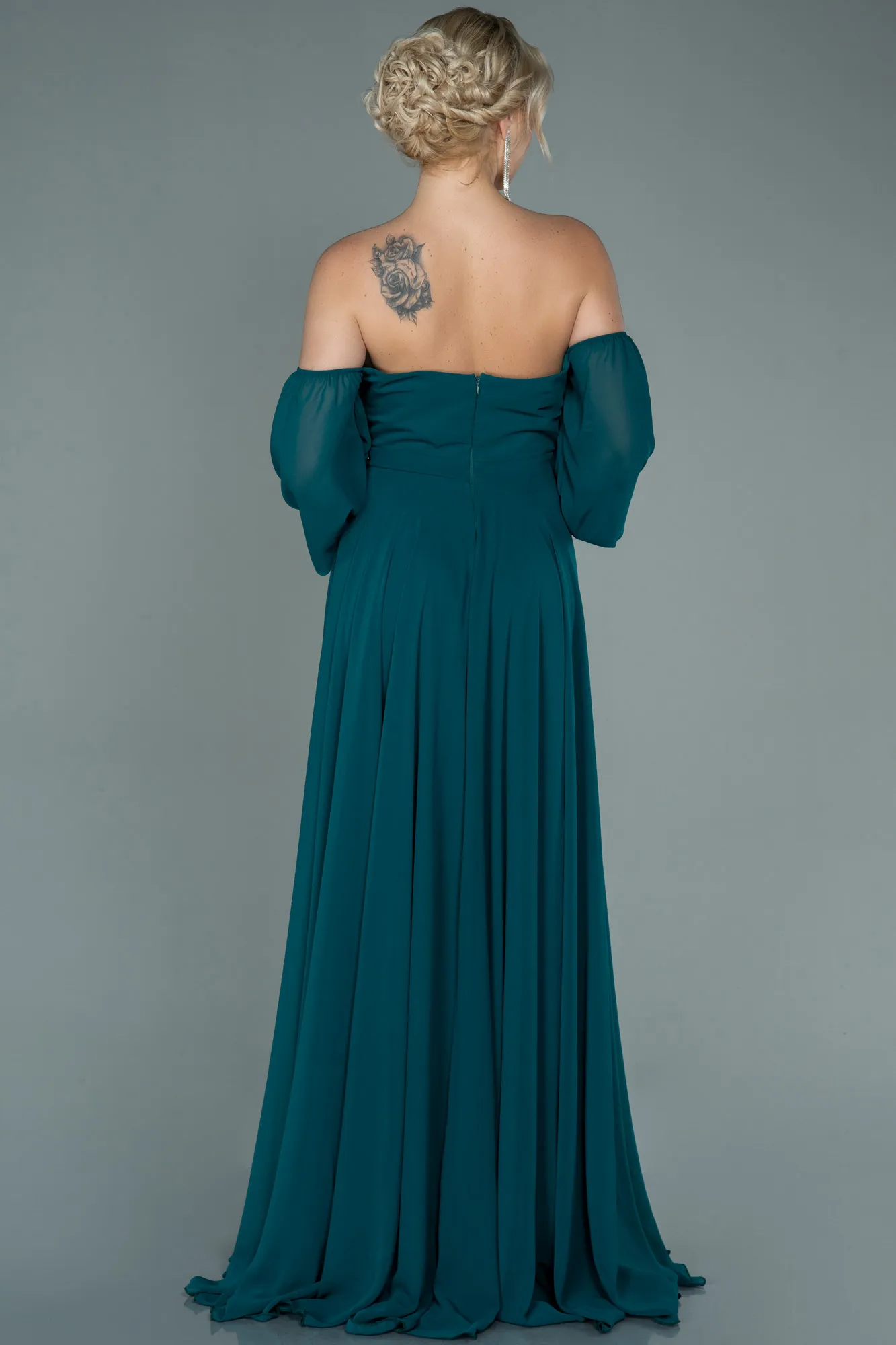 Emerald Green-Long Chiffon Prom Gown ABU2457