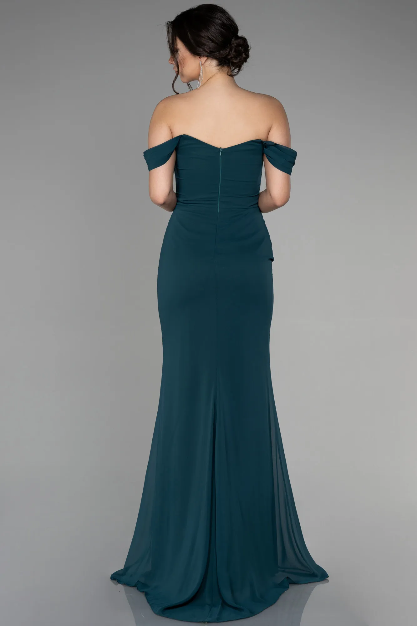 Emerald Green-Long Chiffon Prom Gown ABU3211