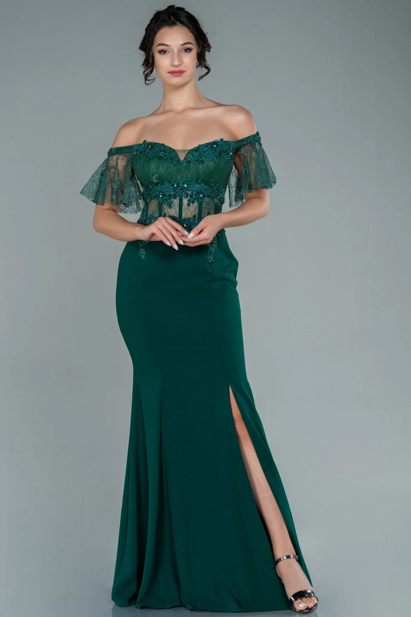 Emerald Green-Long Dantelle Mermaid Prom Dress ABU2581