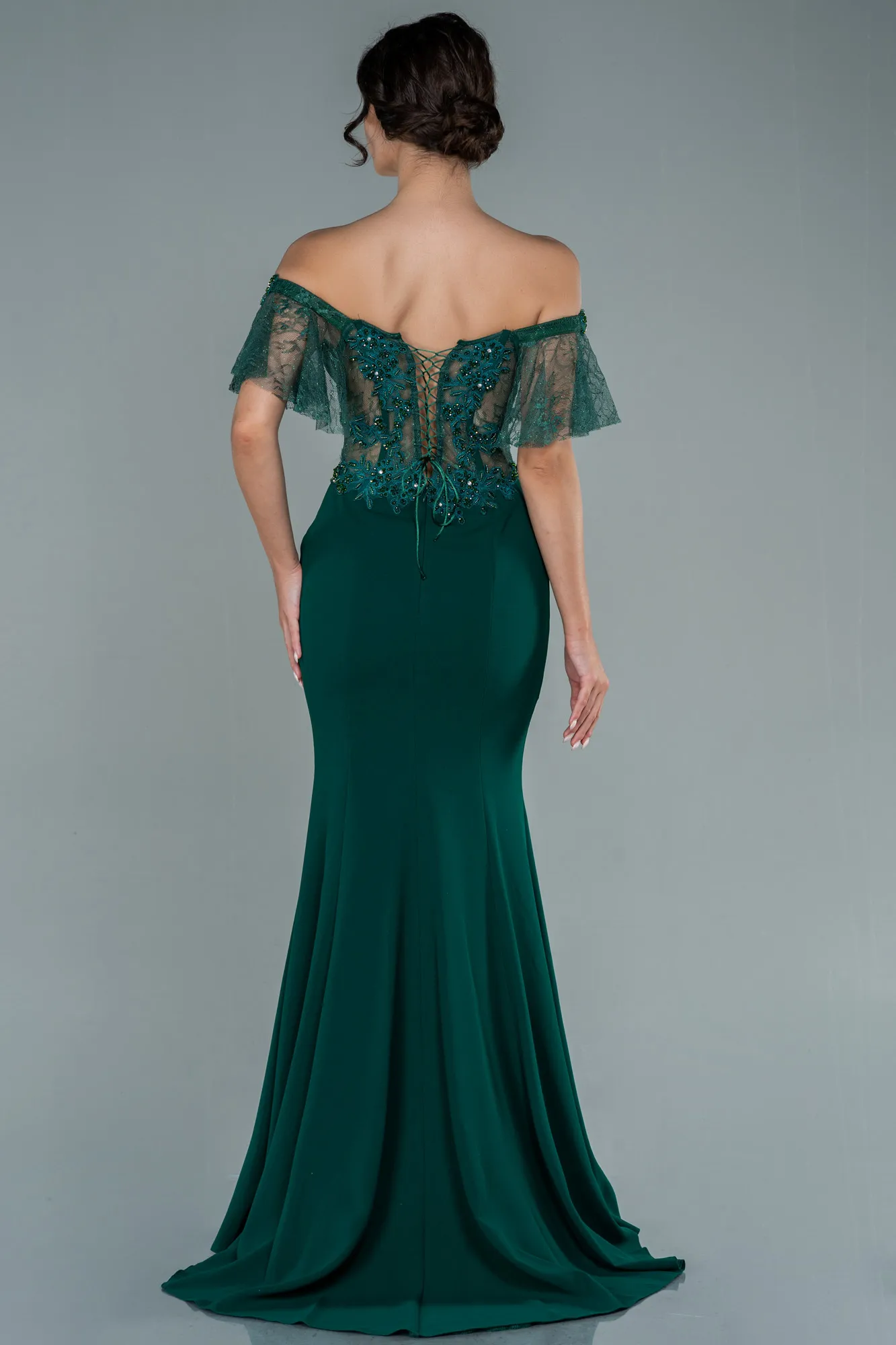 Emerald Green-Long Dantelle Mermaid Prom Dress ABU2581