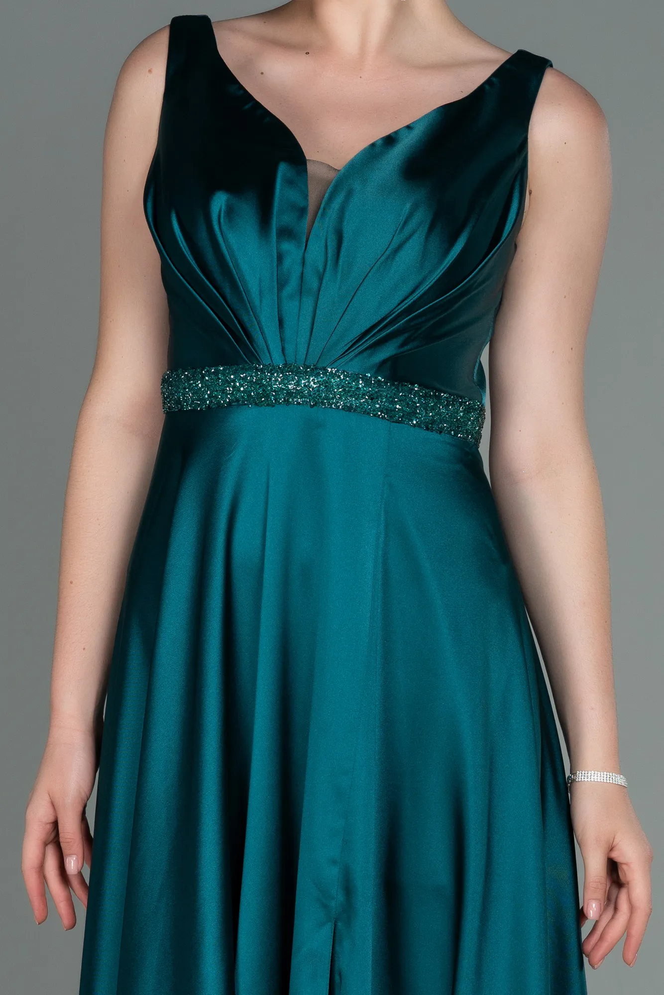 Emerald Green-Long Engagement Dress ABU3199