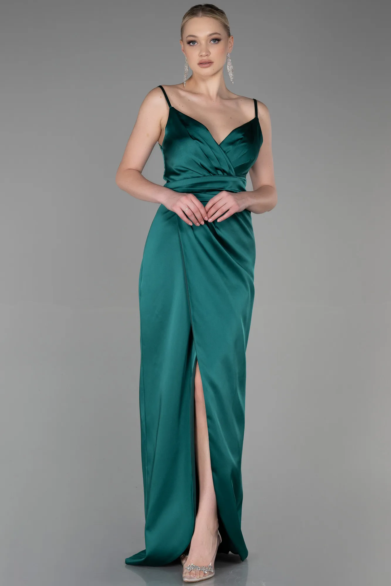 Emerald Green-Long Engagement Dress ABU564