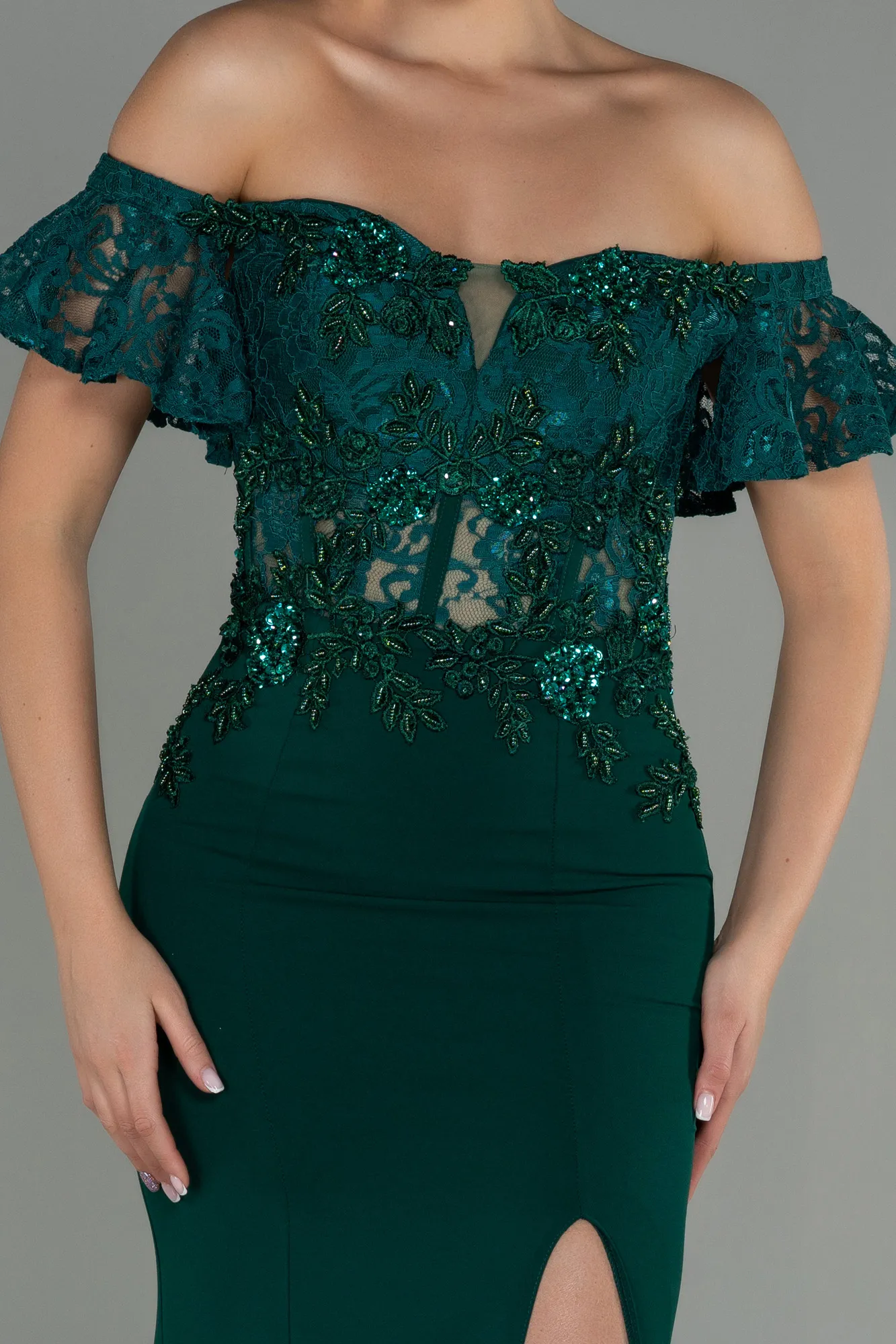 Emerald Green-Long Evening Dress ABU3077