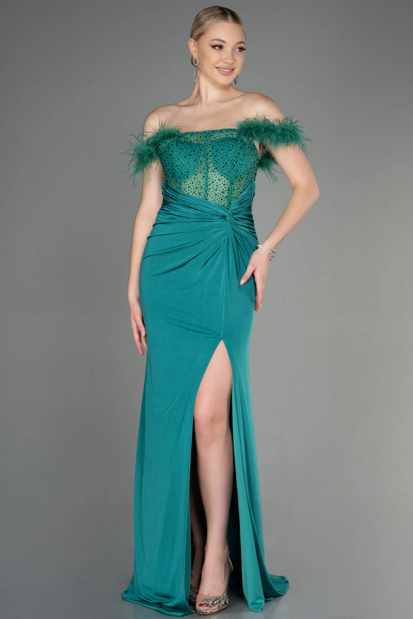 Emerald Green-Long Evening Dress ABU3224