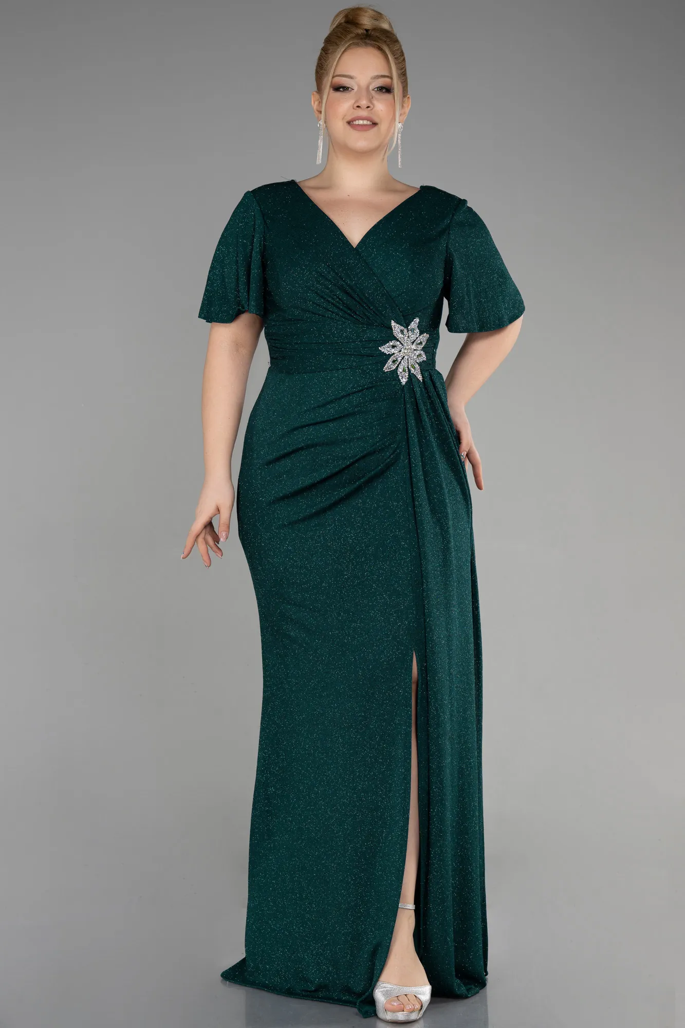 Emerald Green-Long Formal Plus Size Dress ABU3645