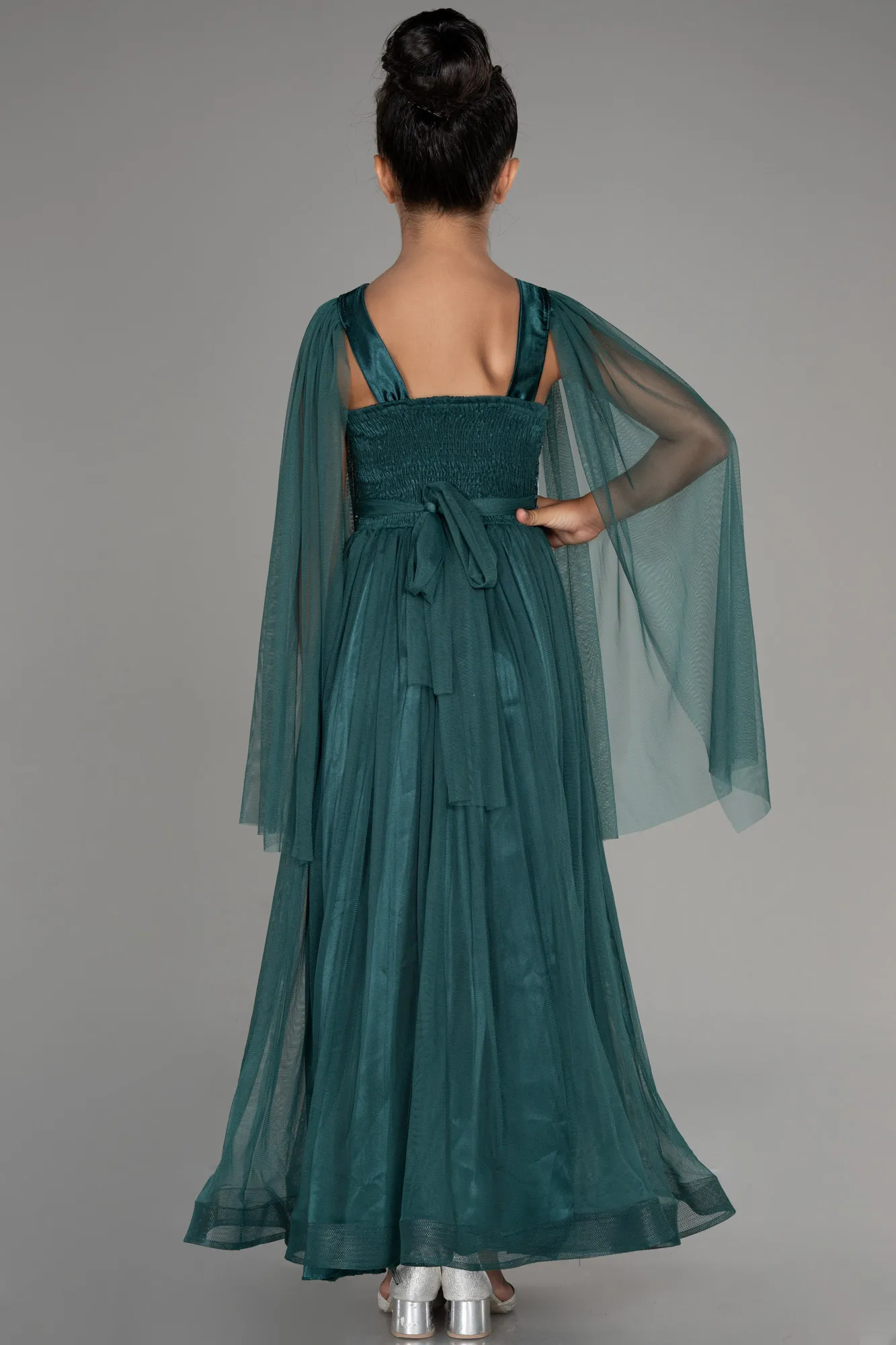 Emerald Green-Long Girl Dress ABU3155