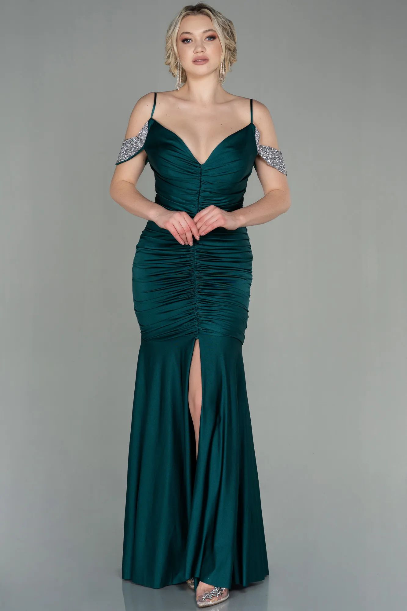 Emerald Green-Long Mermaid Evening Dress ABU2899