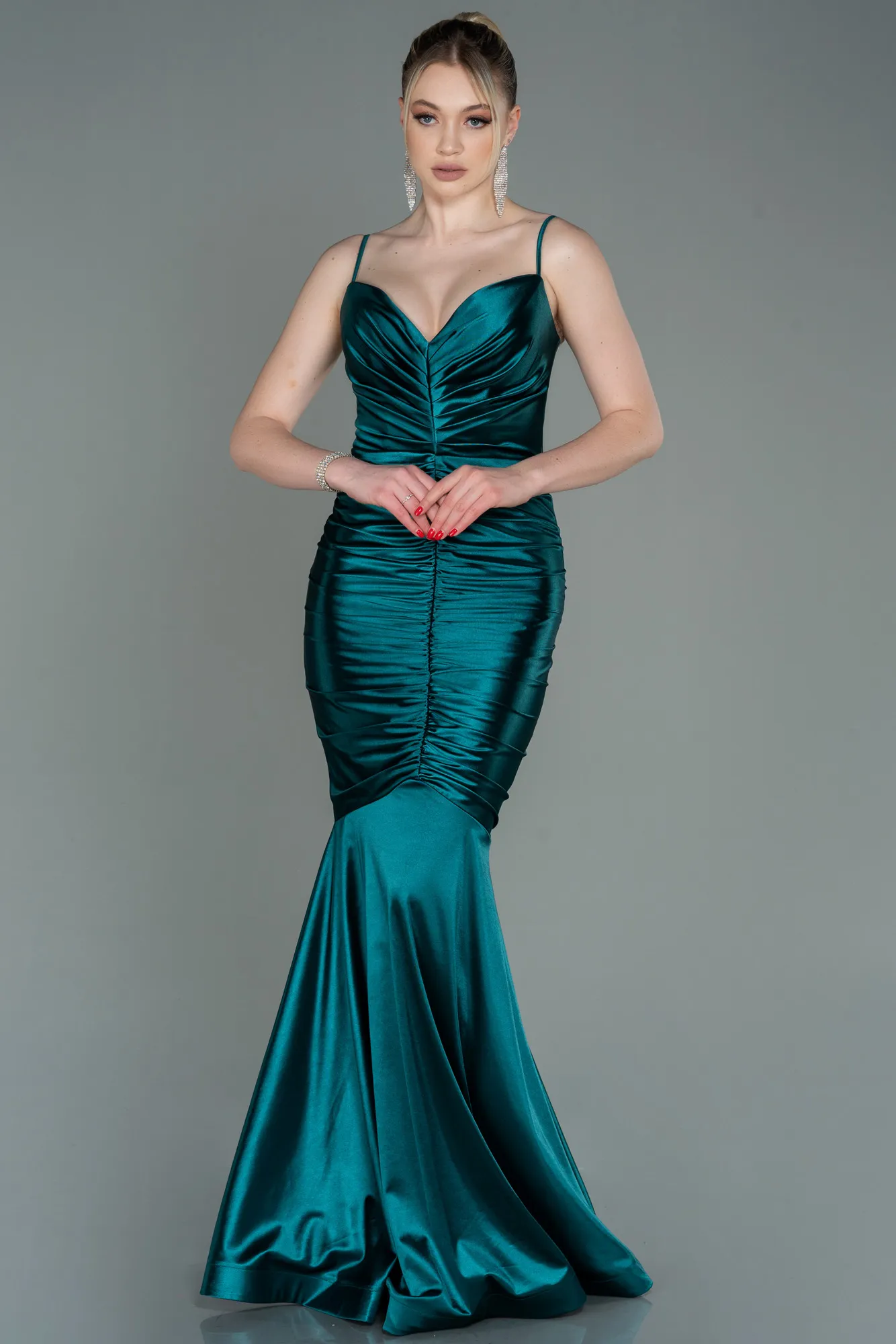 Emerald Green-Long Mermaid Prom Dress ABU3121