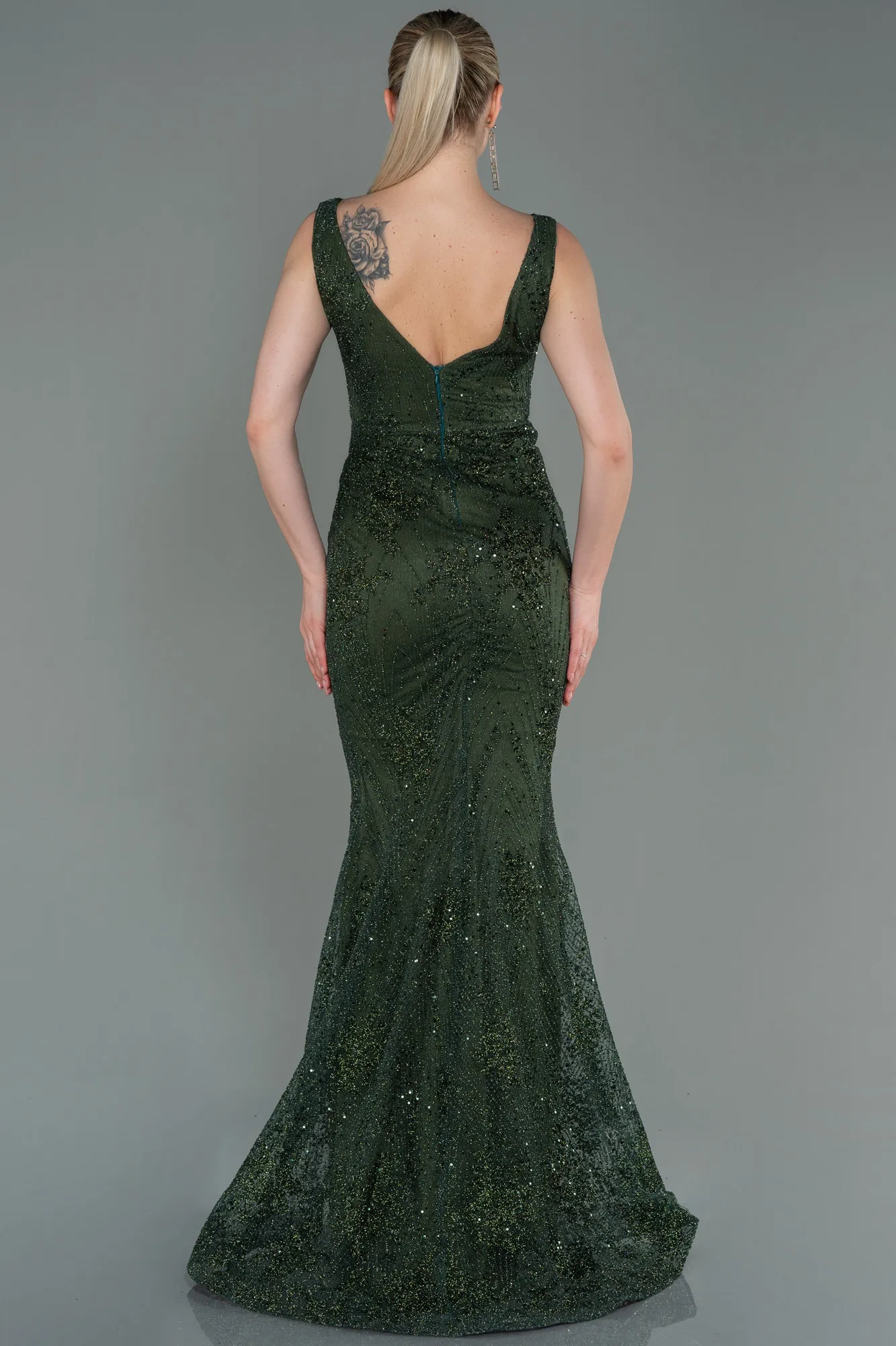 Emerald Green-Long Mermaid Prom Dress ABU3178