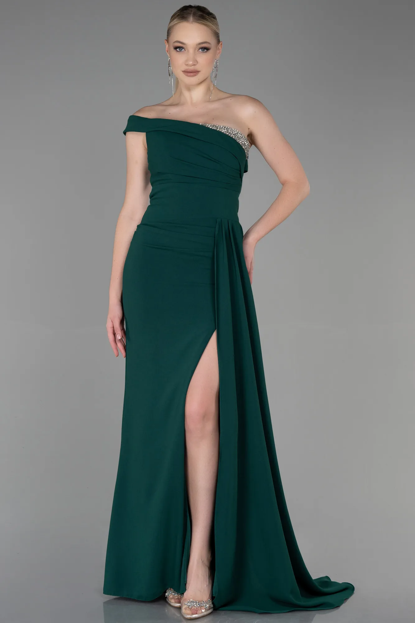 Emerald Green-Long Mermaid Prom Dress ABU3324