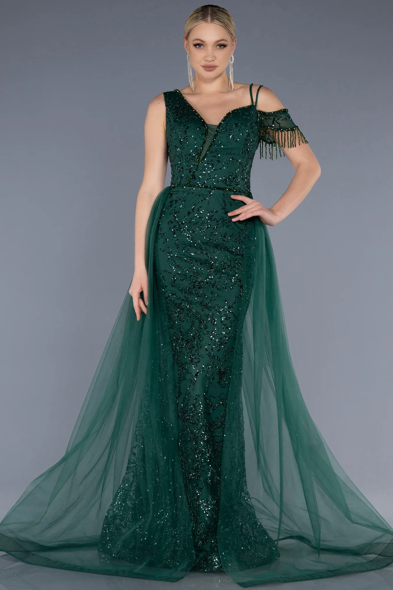 Emerald Green-Long Mermaid Prom Dress ABU3638